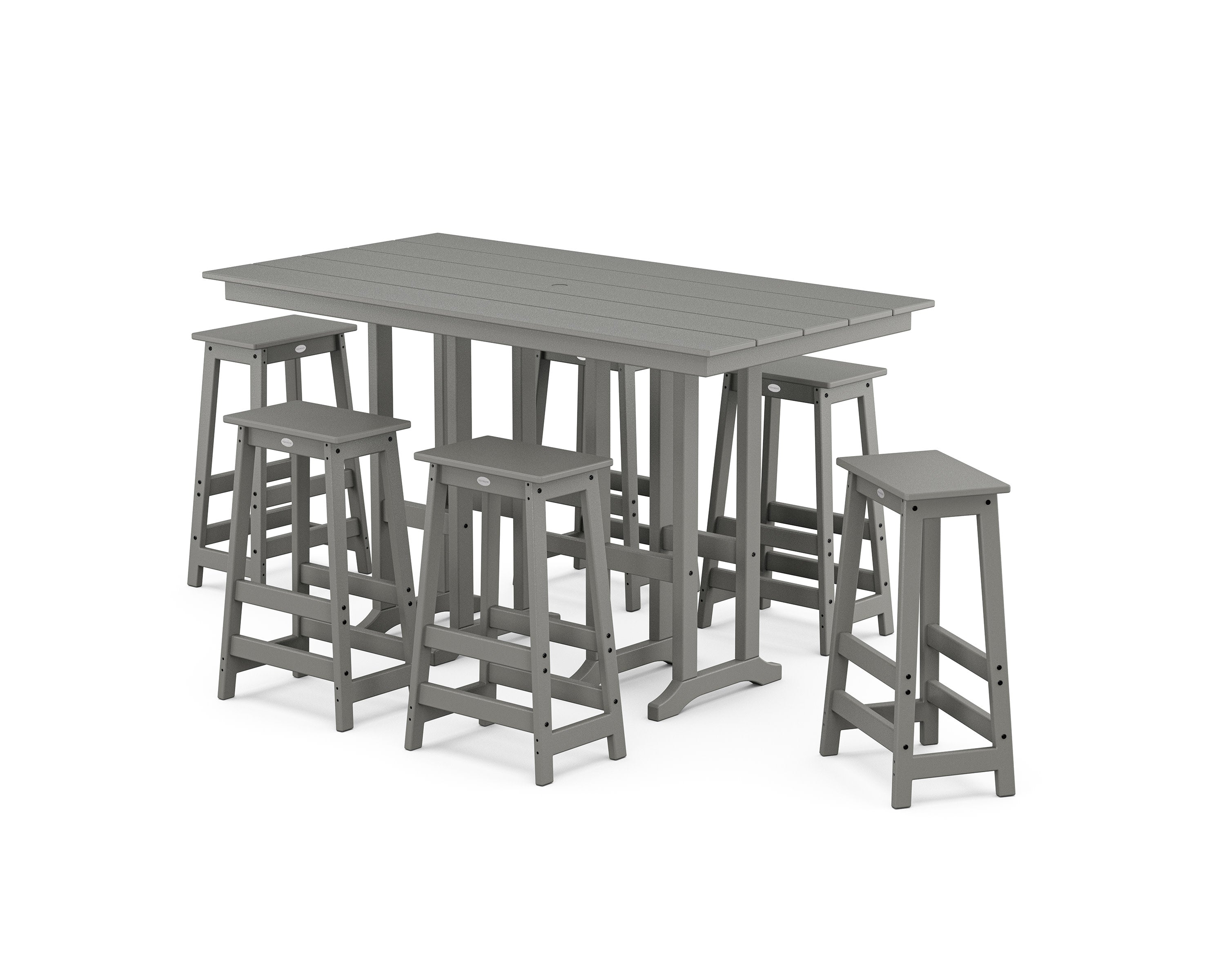 Modern Studio Bar Stool 7-Piece Set in Slate Grey
