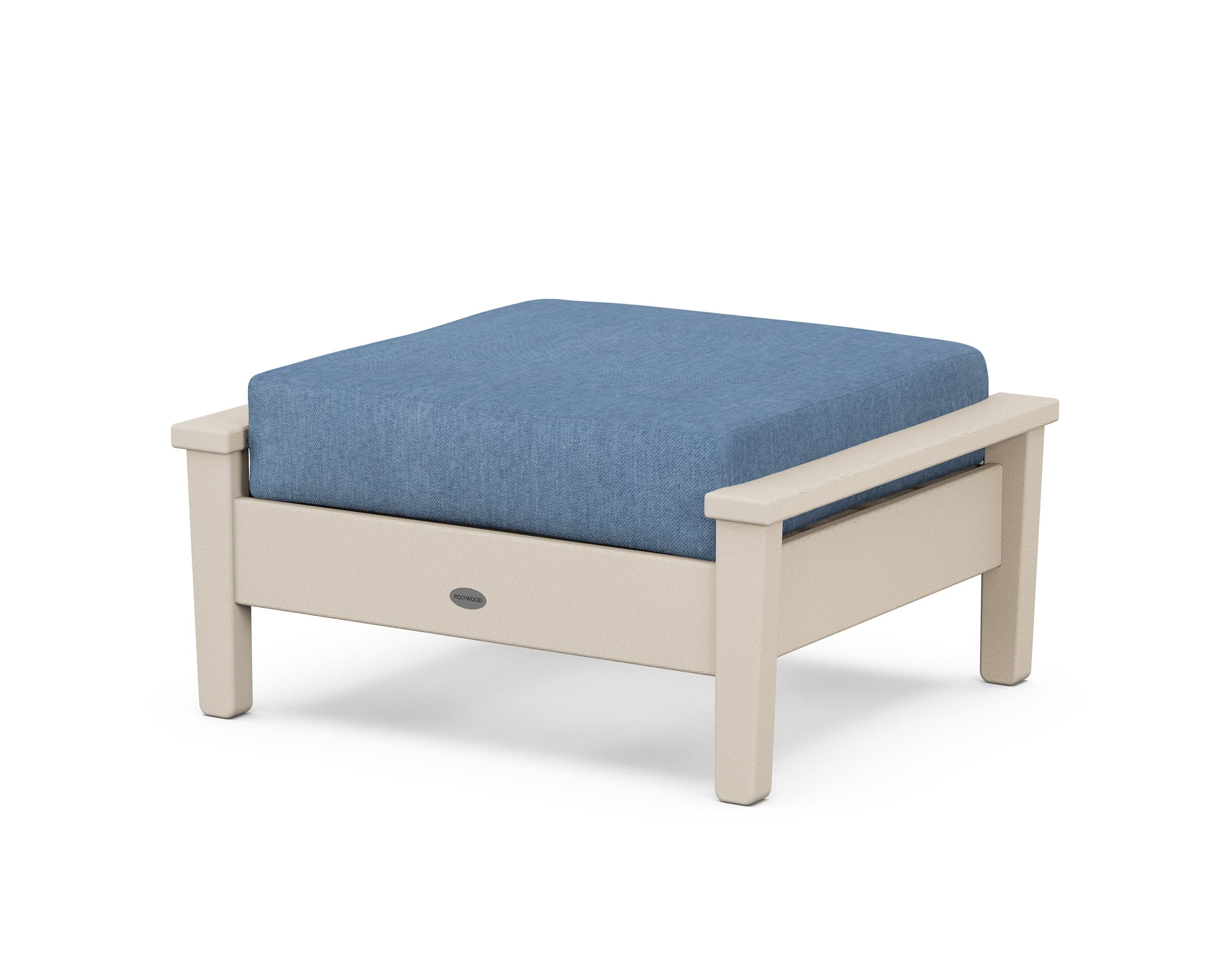 Prescott Deep Seating Ottoman in Sand / Sky Blue