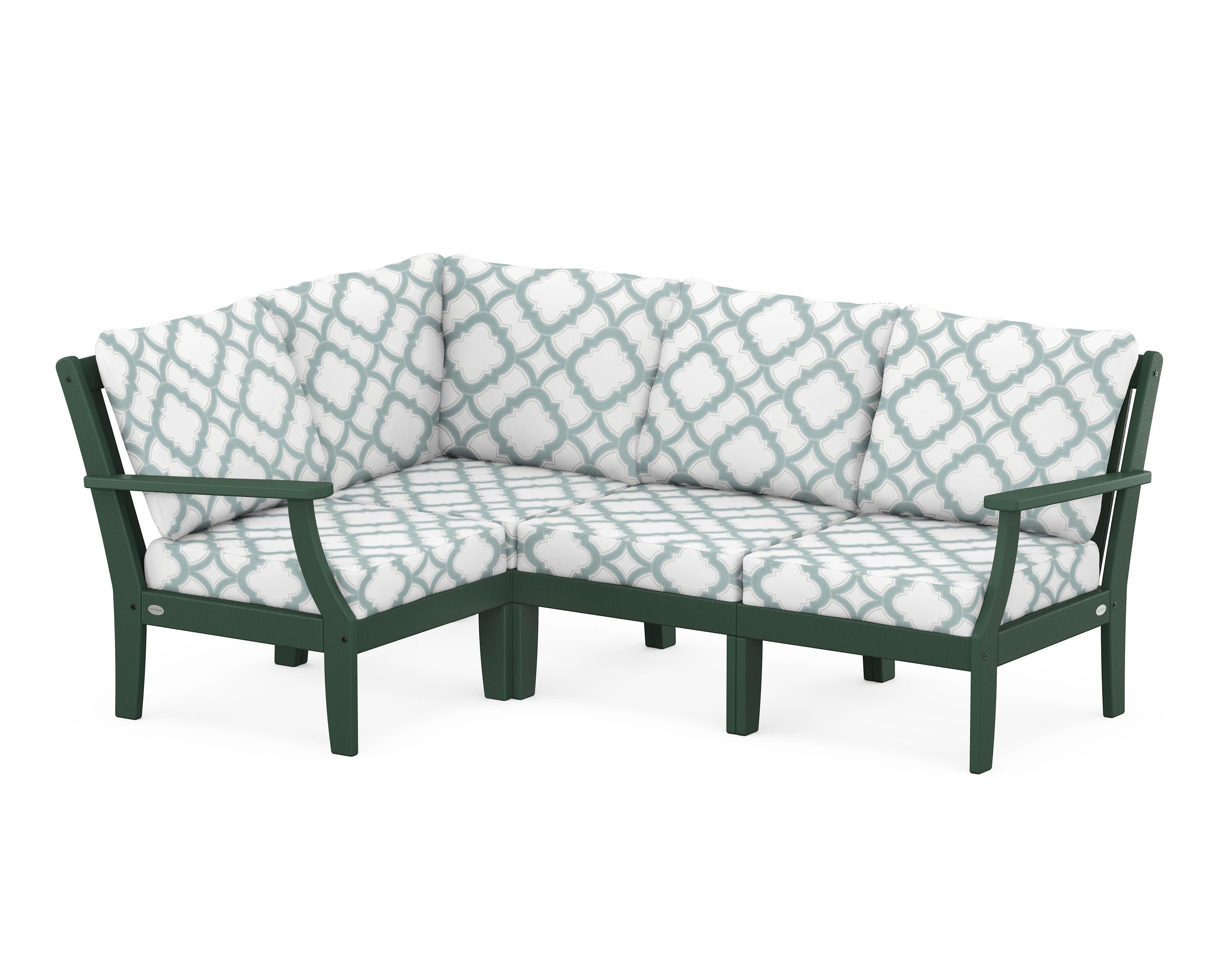 Braxton Modular 4-Piece Deep Seating Set in Green / Trellis Glacier Spa