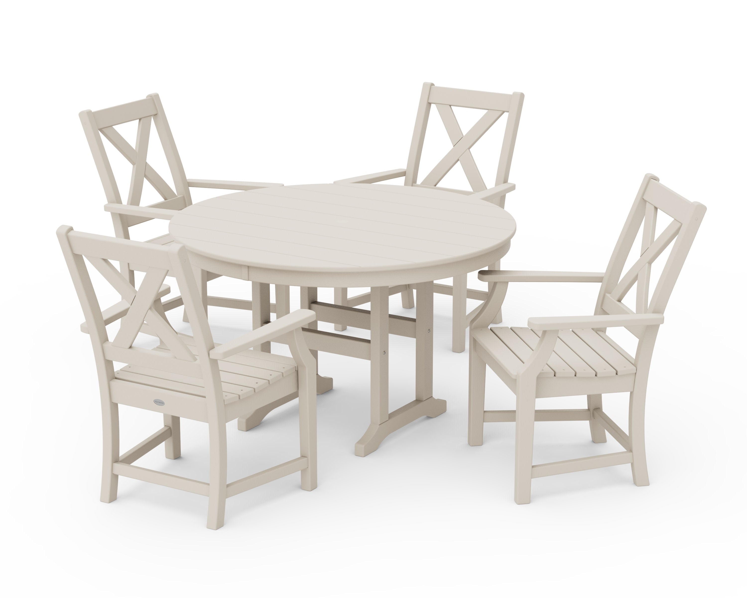 Braxton 5-Piece Round Farmhouse Dining Set in Sand