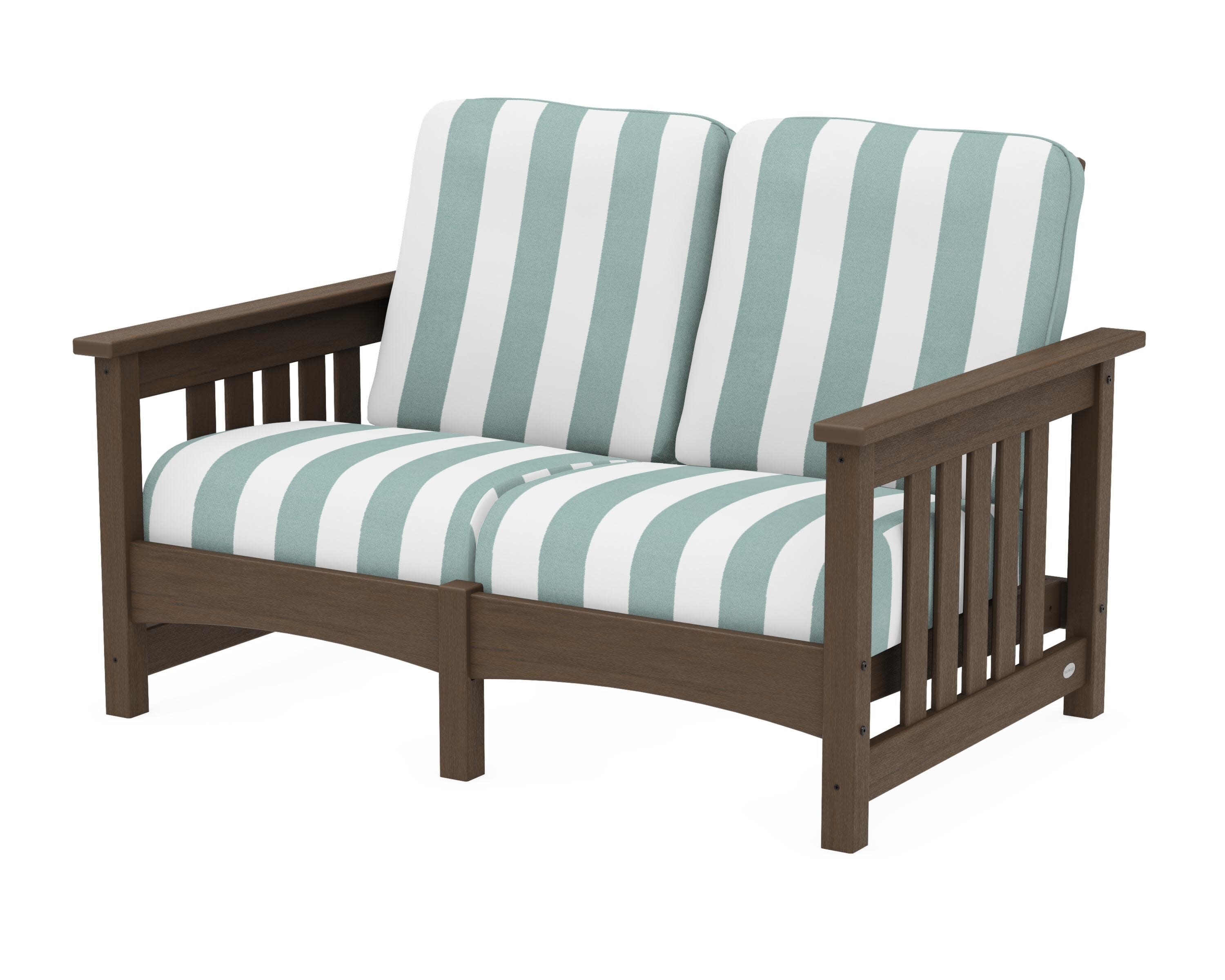 Club Mission Loveseat in Kona / Cabana Stripe Glacier Spa