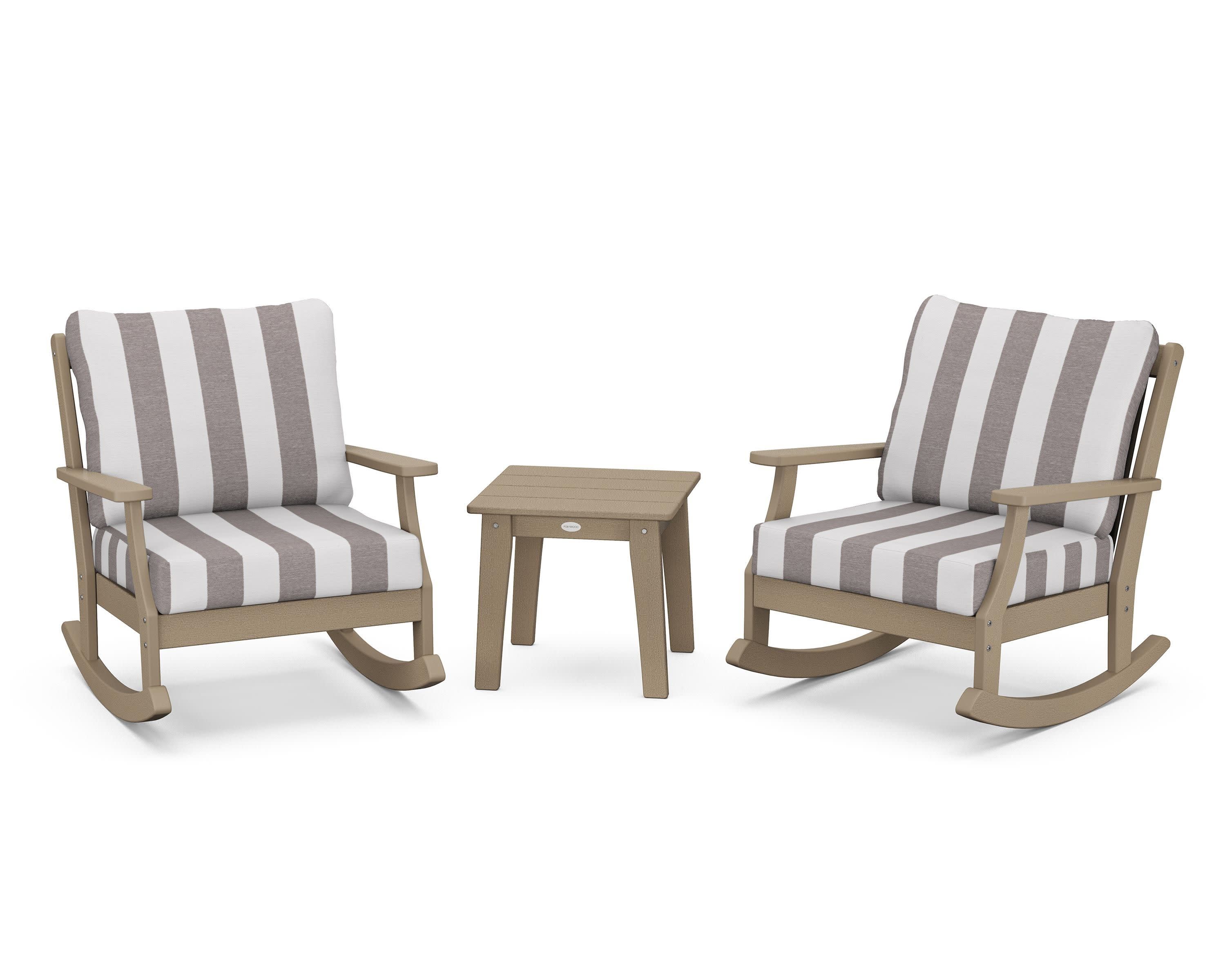 Braxton 3-Piece Deep Seating Rocker Set in Vintage Sahara / Cabana Stripe Grey Mist