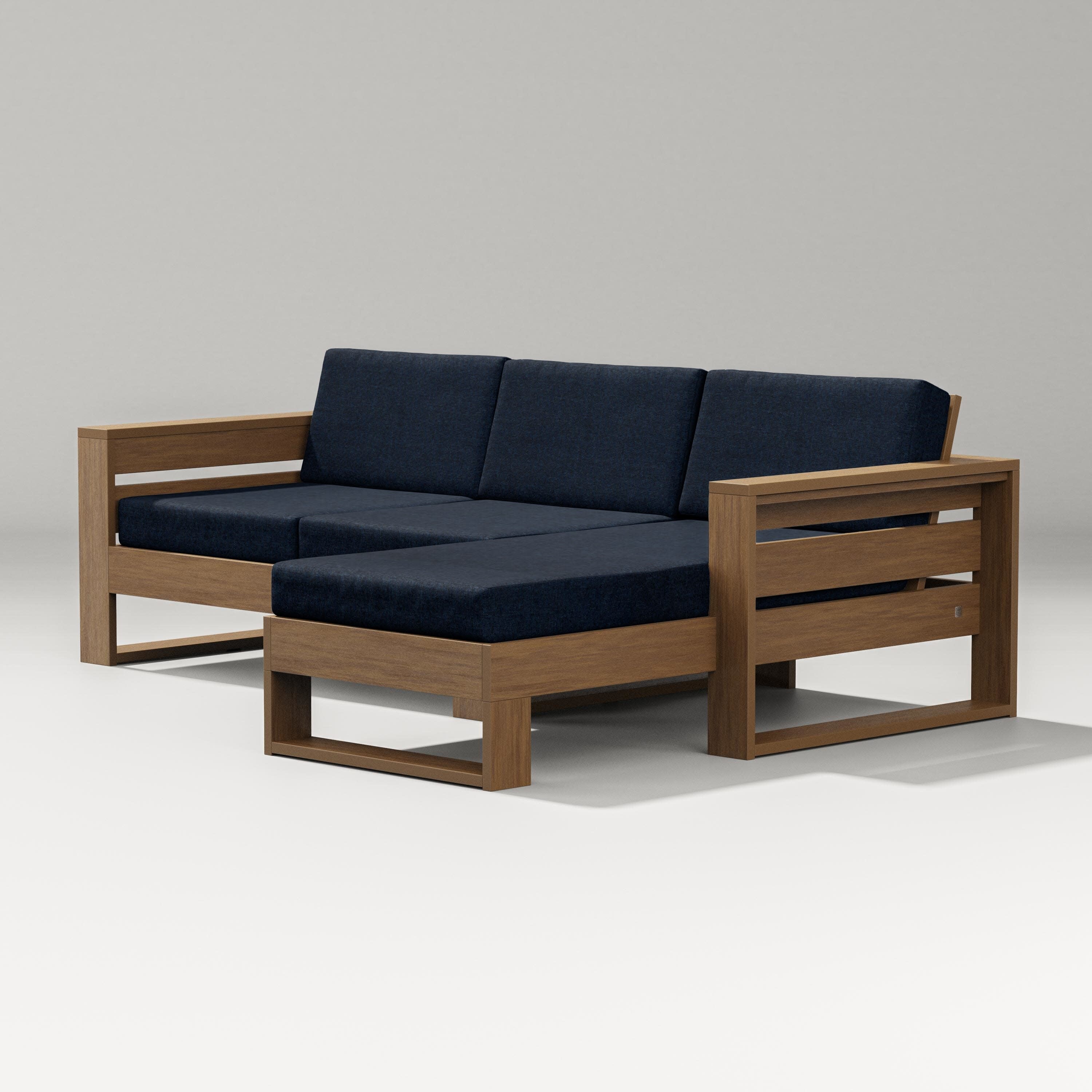Latitude Right Chaise Sectional in Natural / Marine Indigo
