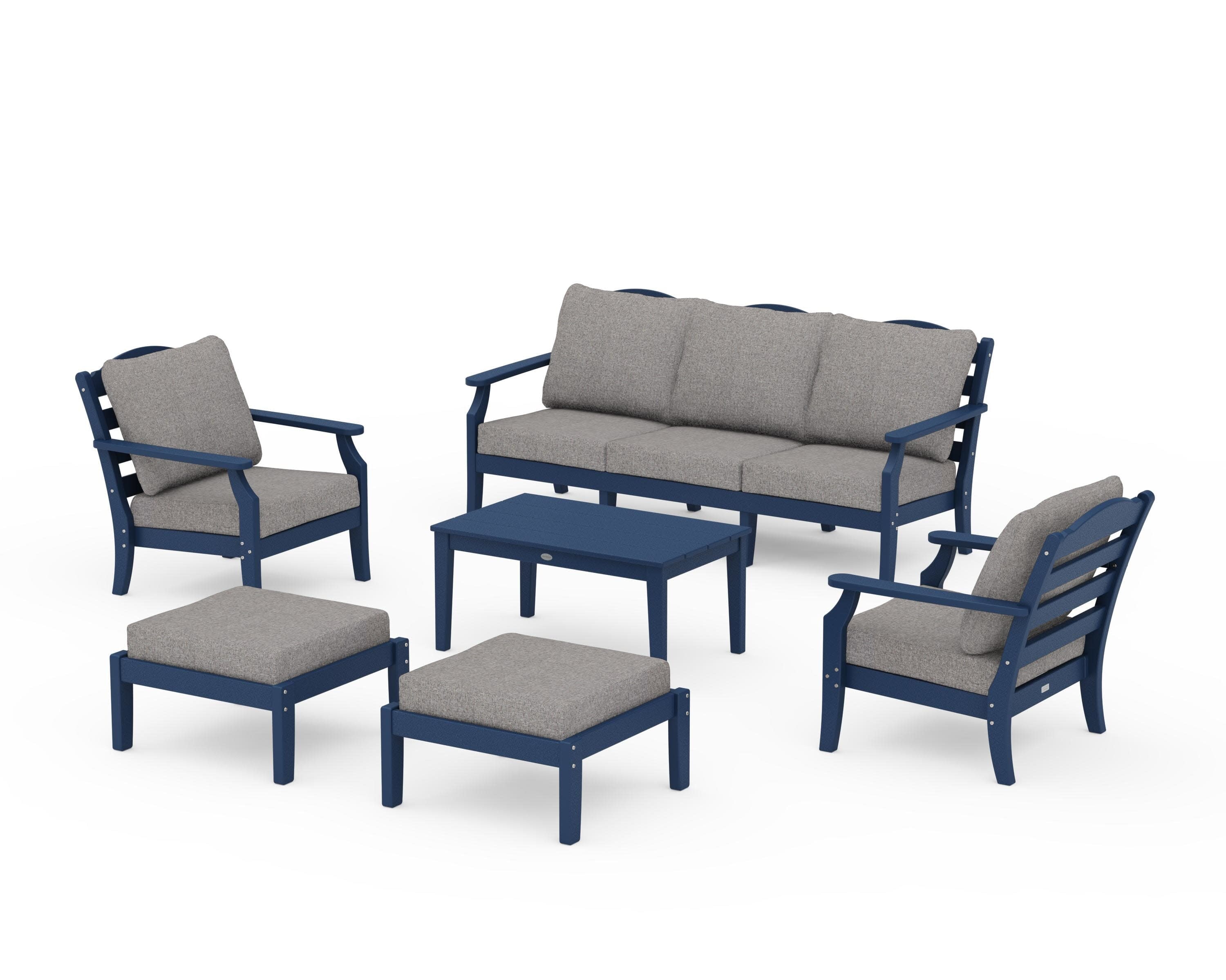 Savannah 6-Piece Lounge Sofa Set in Navy / Grey Mist