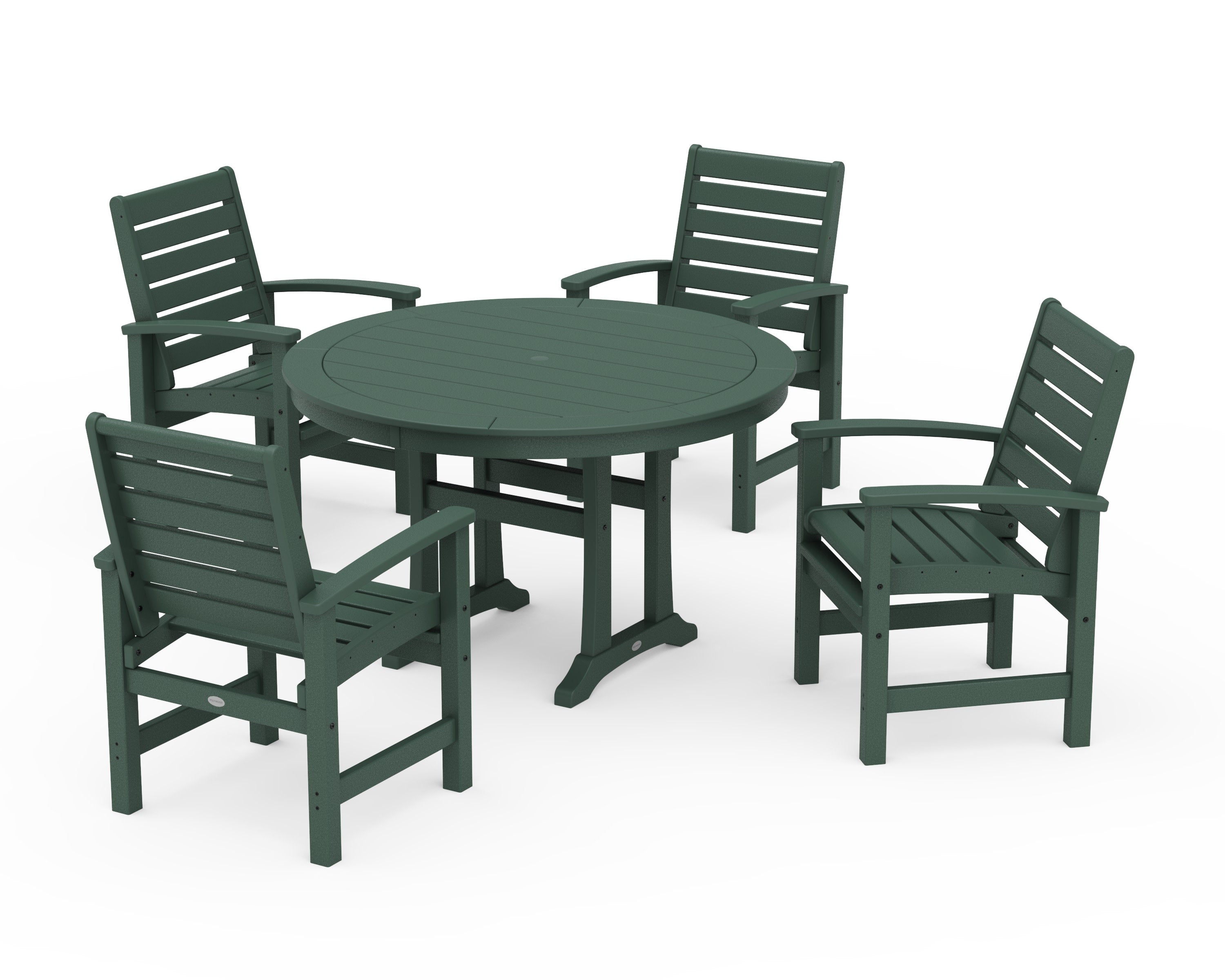 Signature 5-Piece Round Dining Set with Trestle Legs in Green
