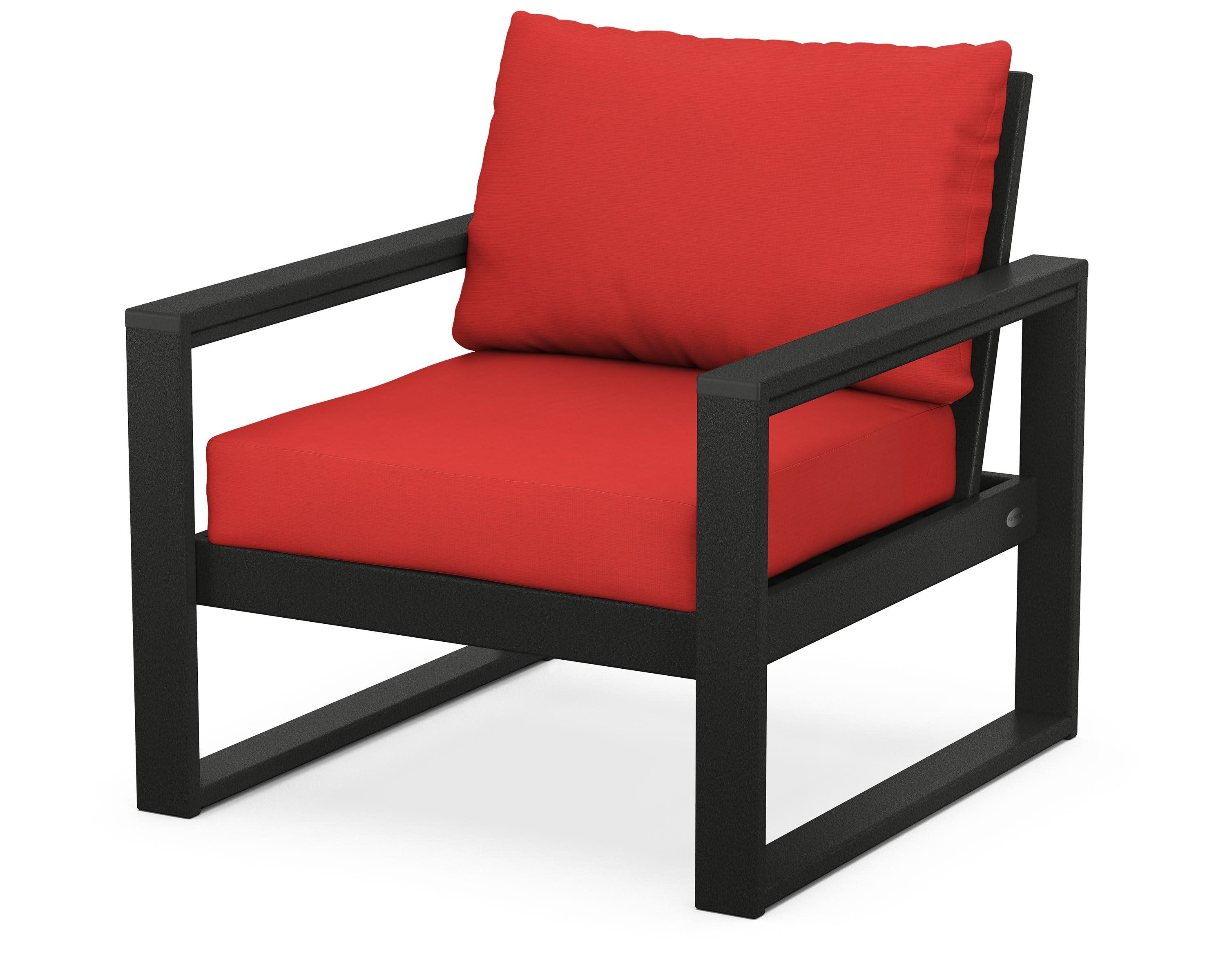 EDGE Club Chair in Black / Crimson Linen