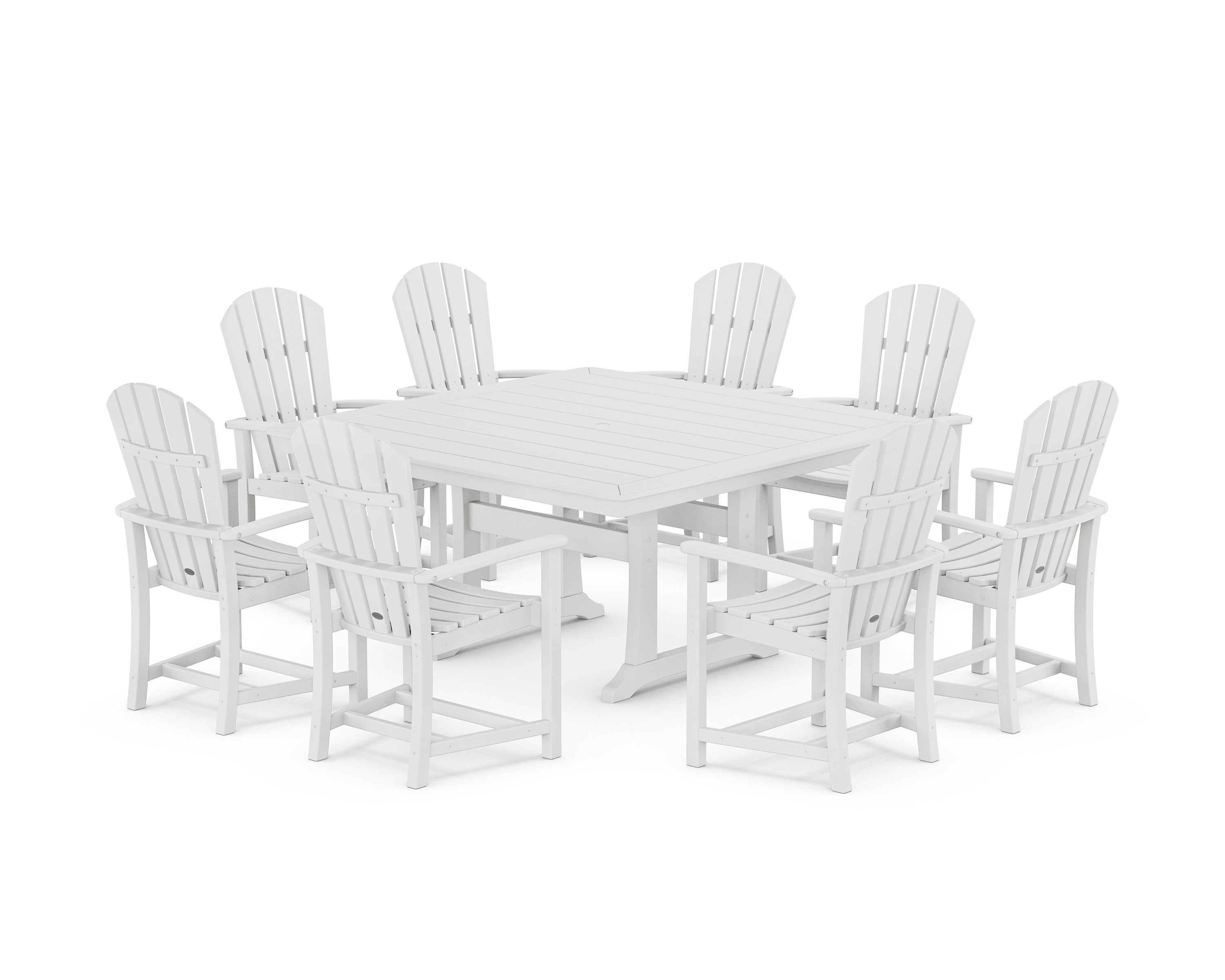Palm Coast 9-Piece Square Dining Set with Trestle Legs in White