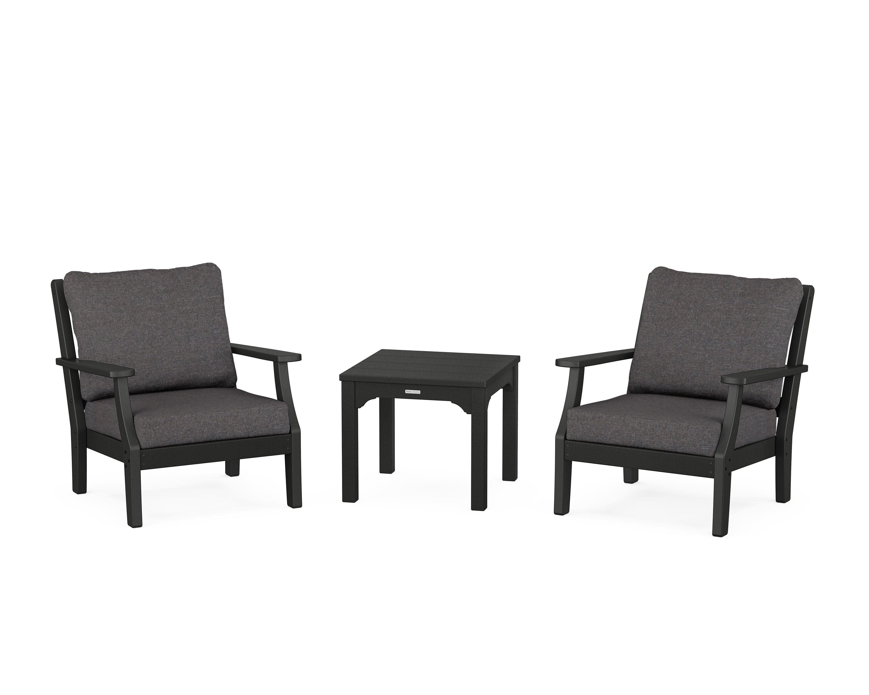 Chinoiserie 3-Piece Deep Seating Set in Black / Ash Charcoal