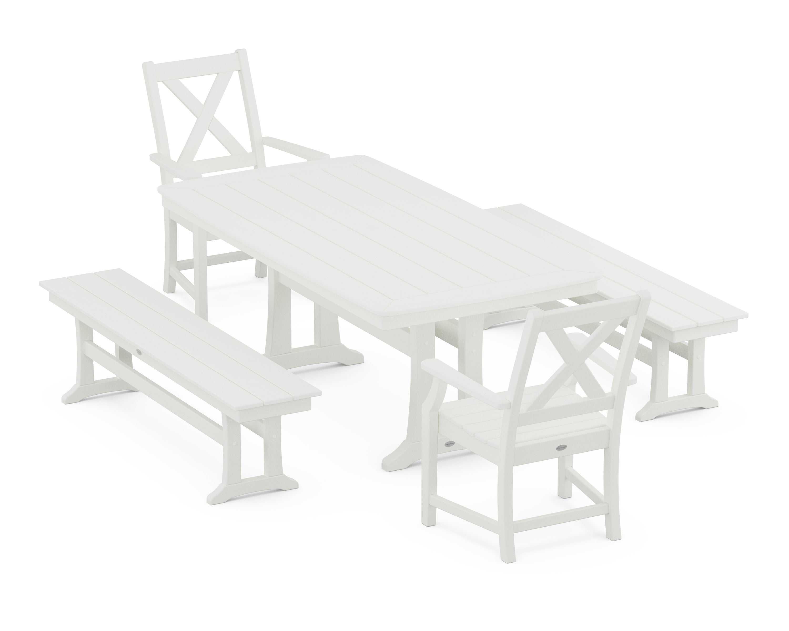 Braxton 5-Piece Dining Set with Trestle Legs in Vintage White