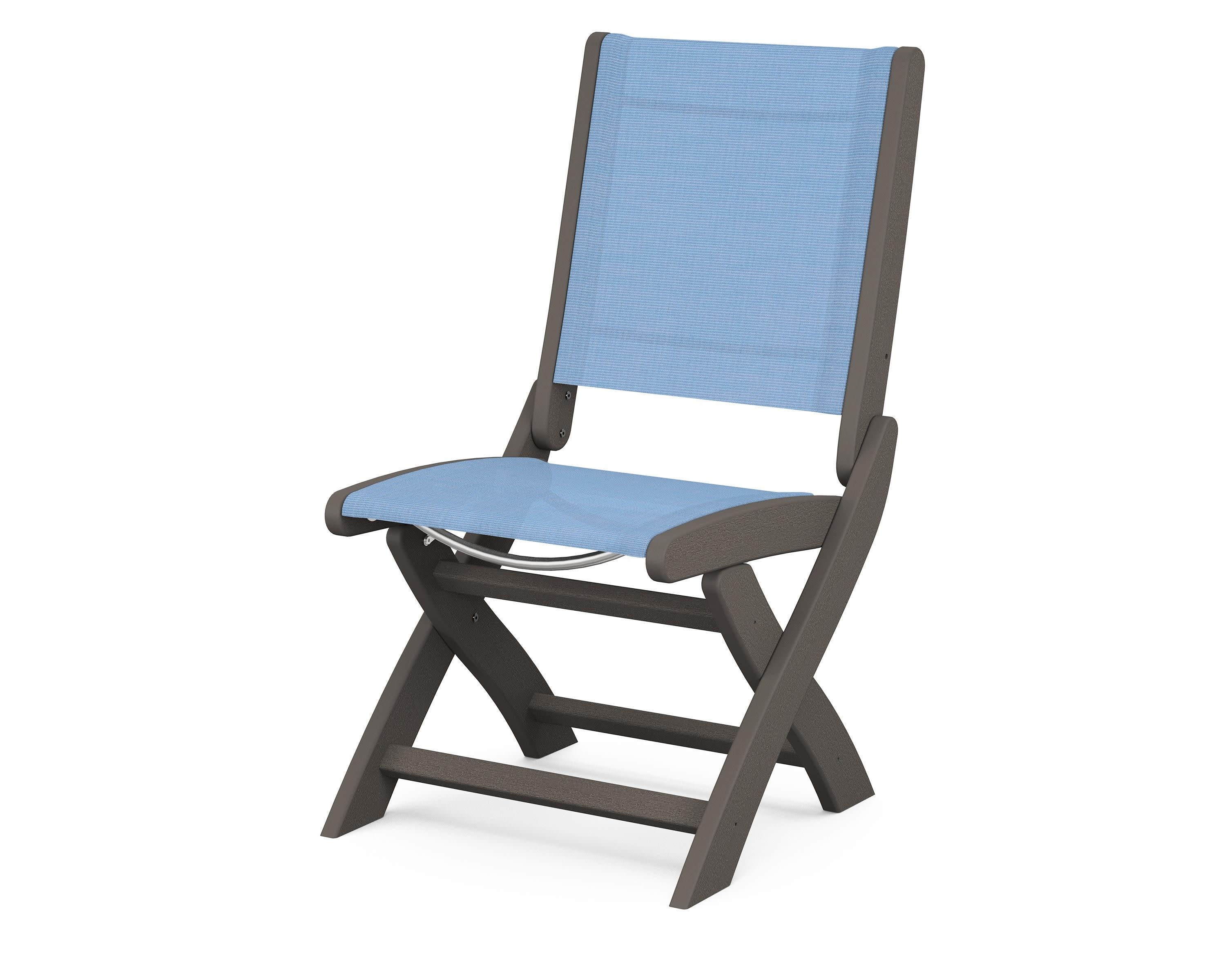 Coastal Folding Side Chair in Vintage Coffee / Poolside Sling