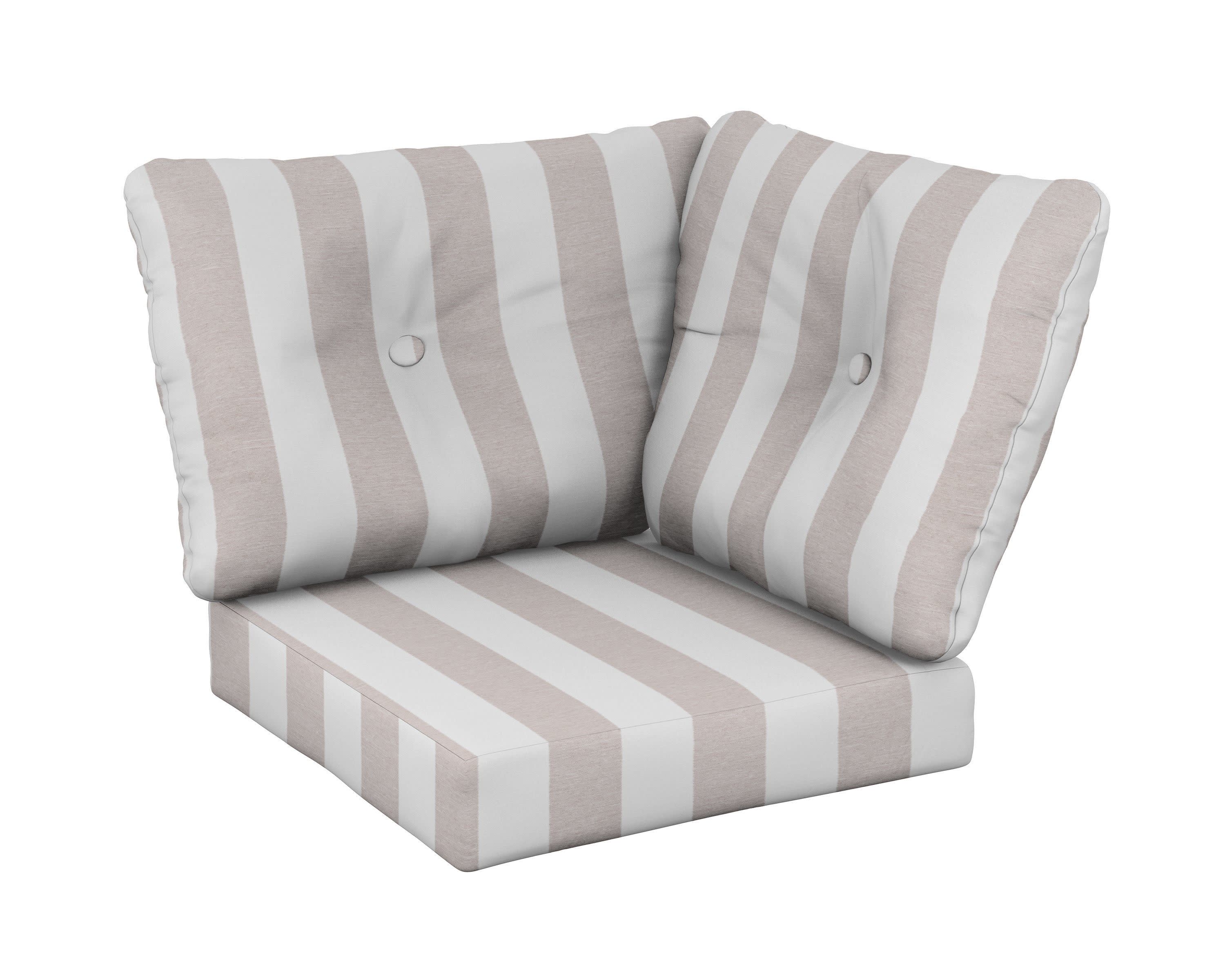 Modular Corner Cushion in Cabana Stripe Dune Burlap