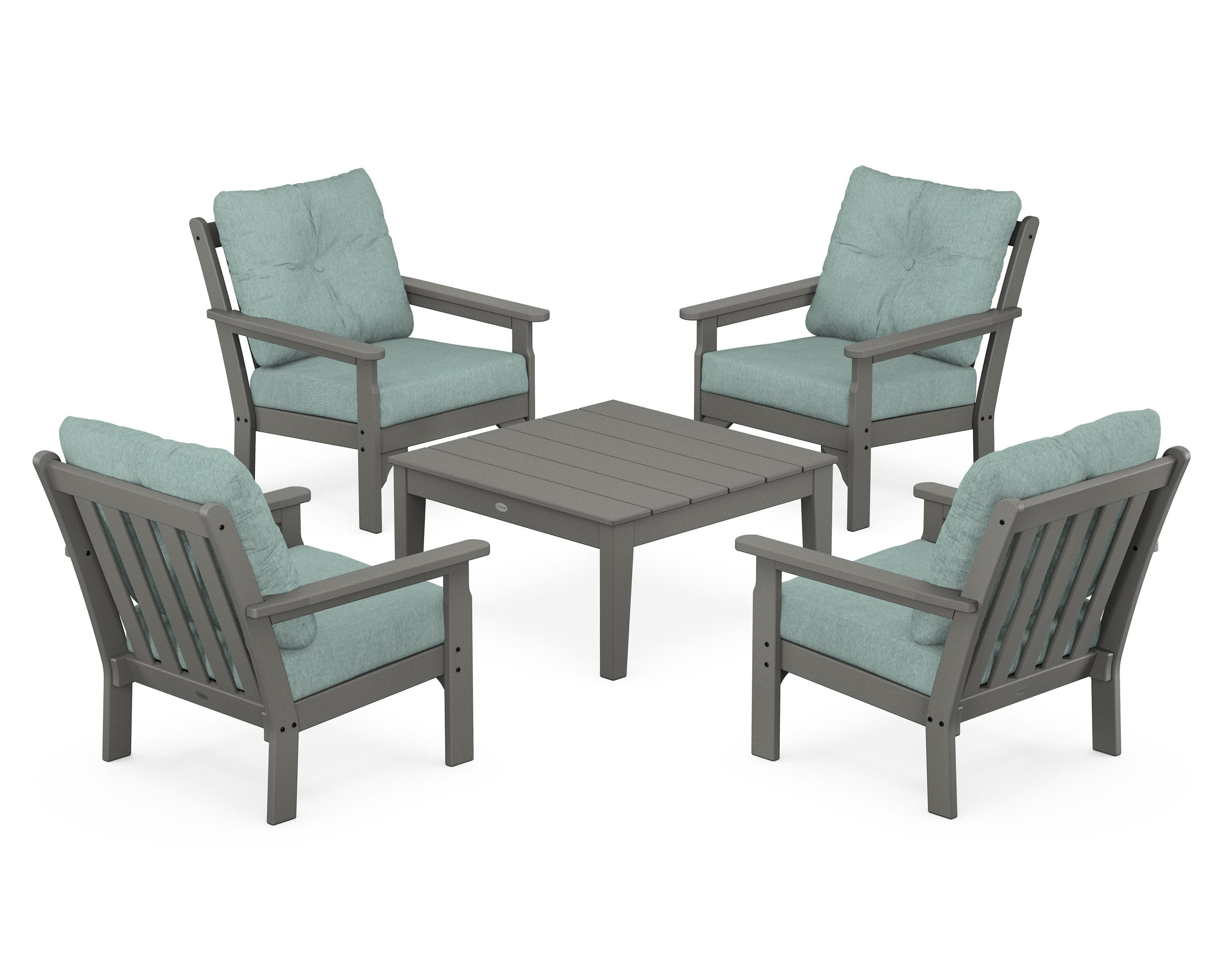 Vineyard 5-Piece Deep Seating Conversation Set in Slate Grey / Glacier Spa