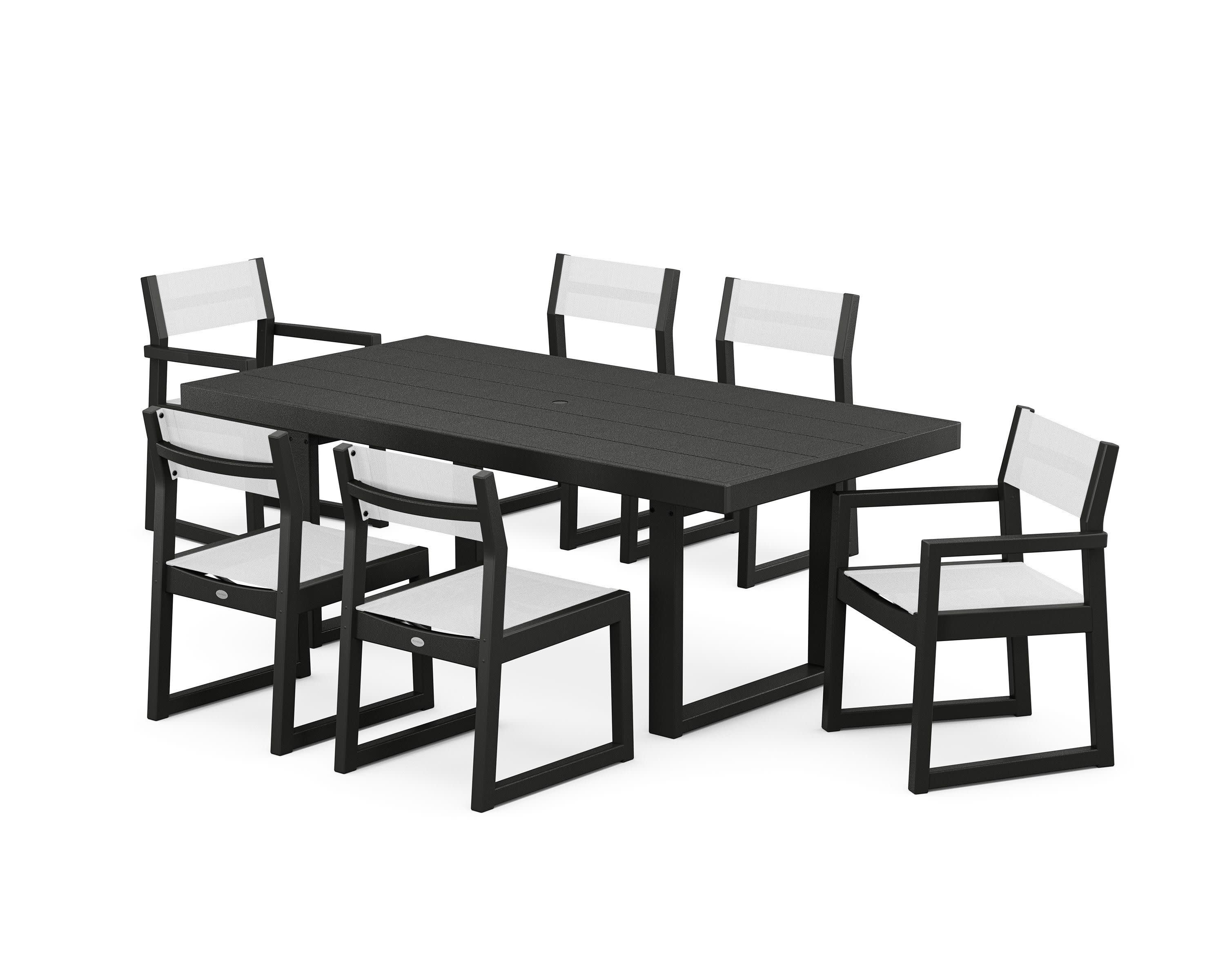 EDGE Sling 7-Piece Dining Set in Black / White Sling