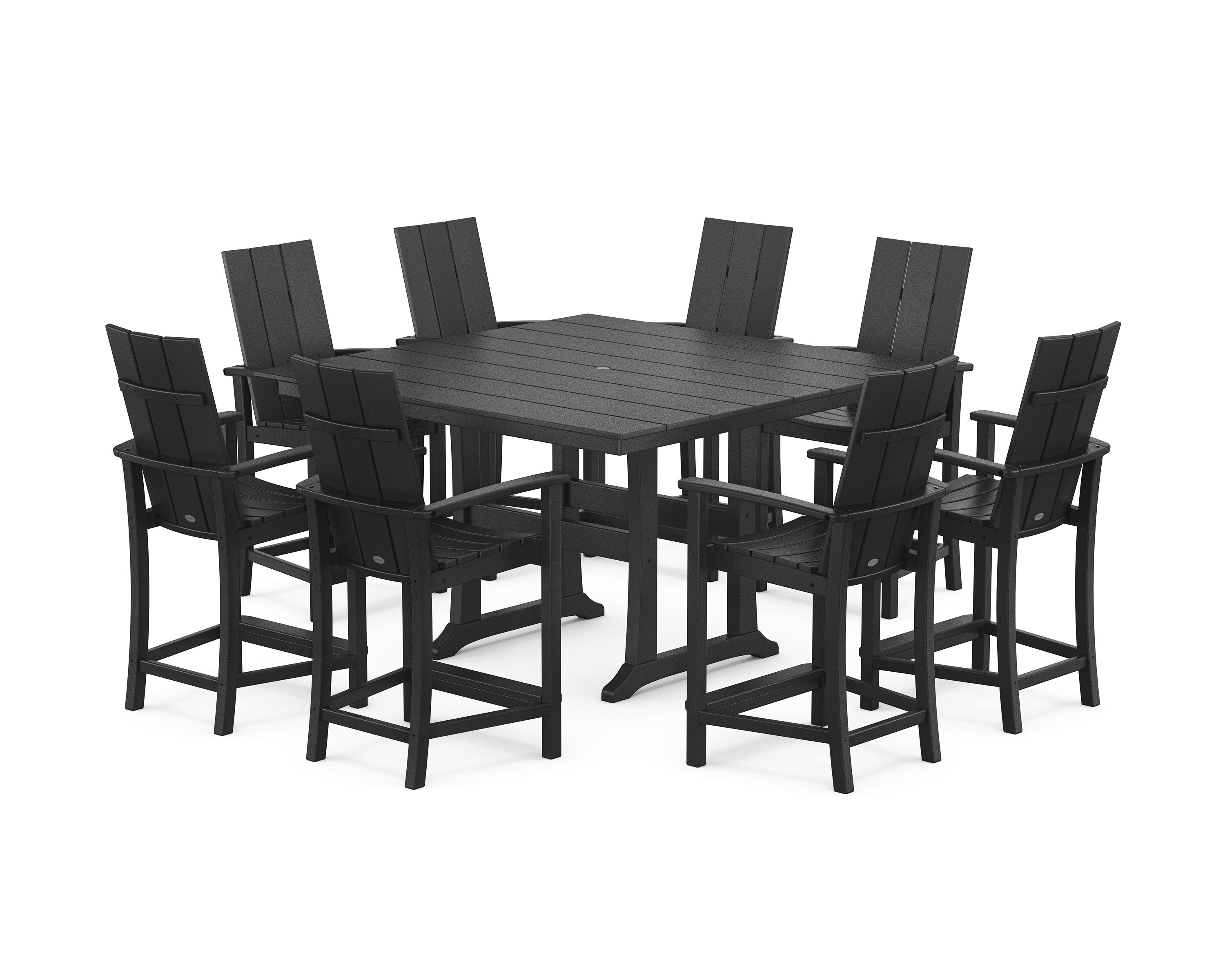 Modern Adirondack 9-Piece Farmhouse Trestle Counter Set in Black