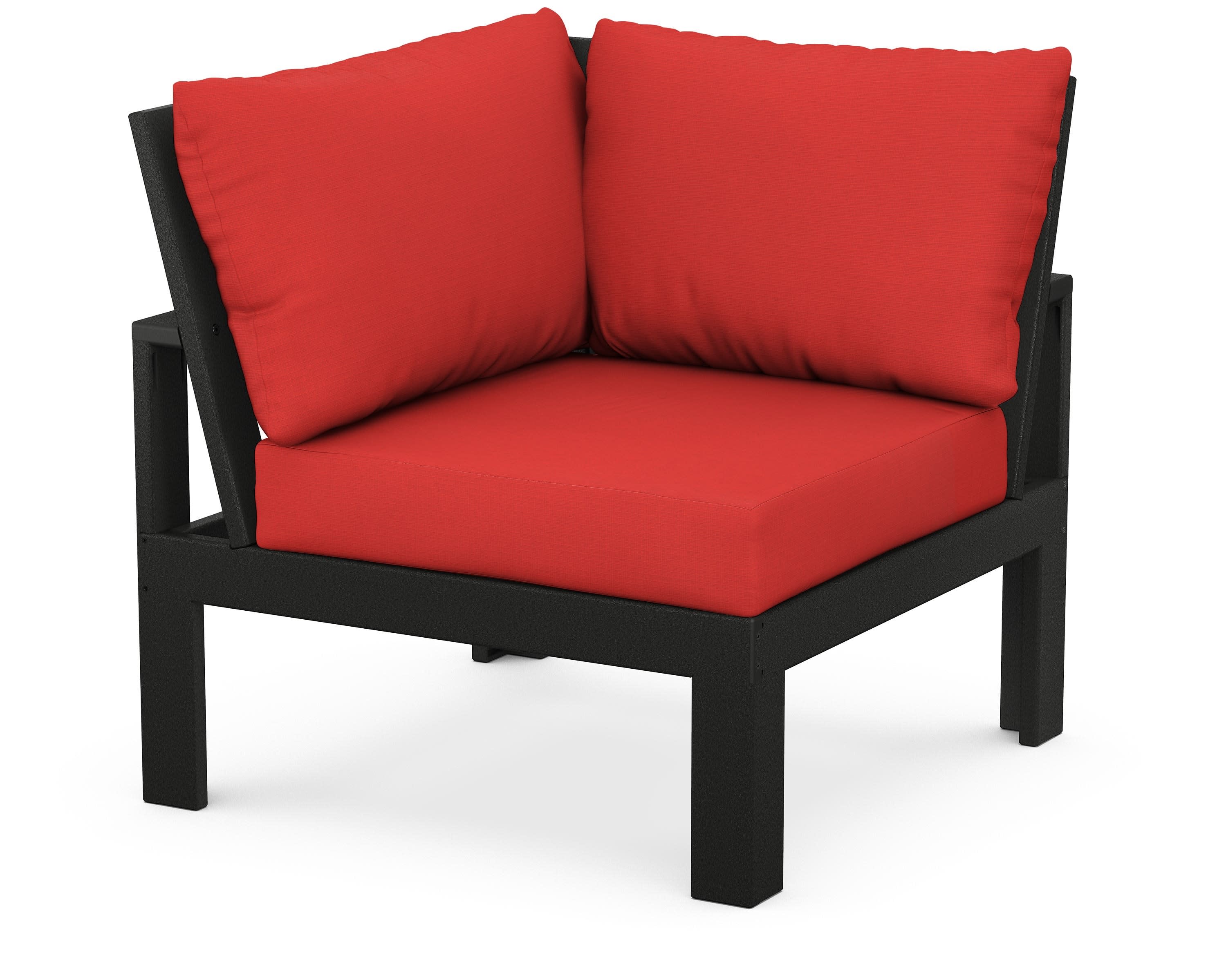 Modular Corner Chair in Black / Crimson Linen