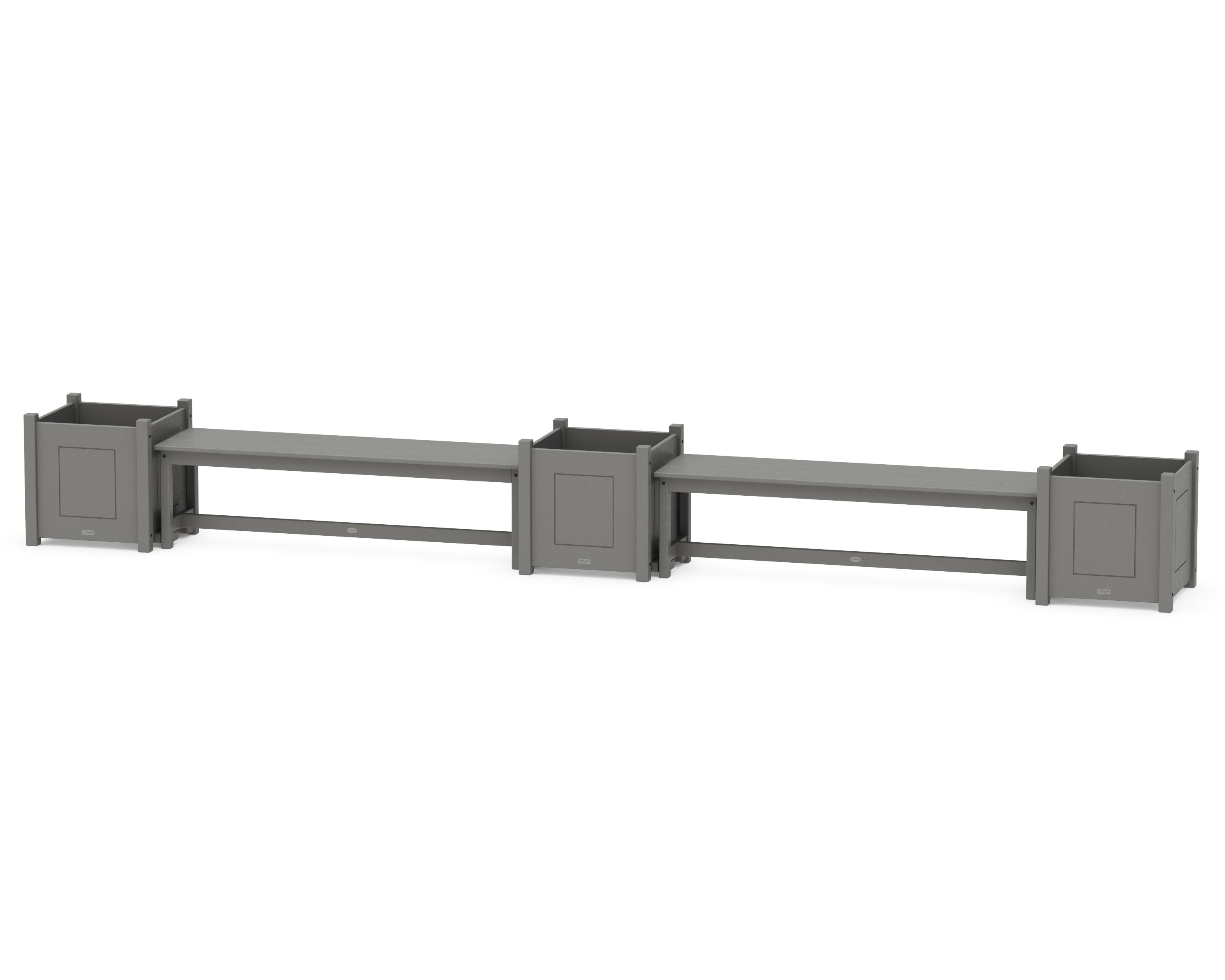 60" Country Living Straight Double Planter Bench Set - Large in Slate Grey
