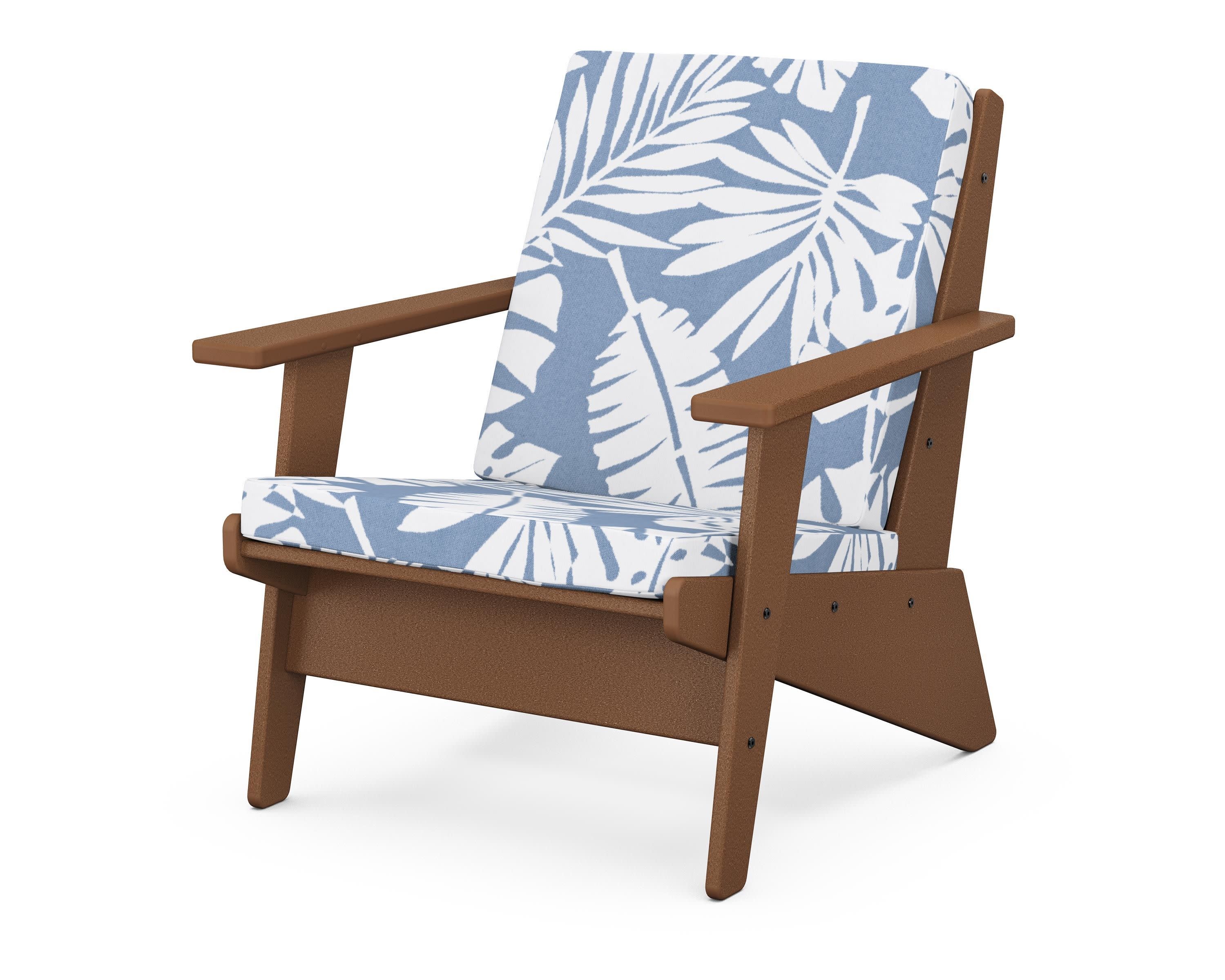 Riviera Modern Lounge Chair in Teak / Leaf Sky Blue