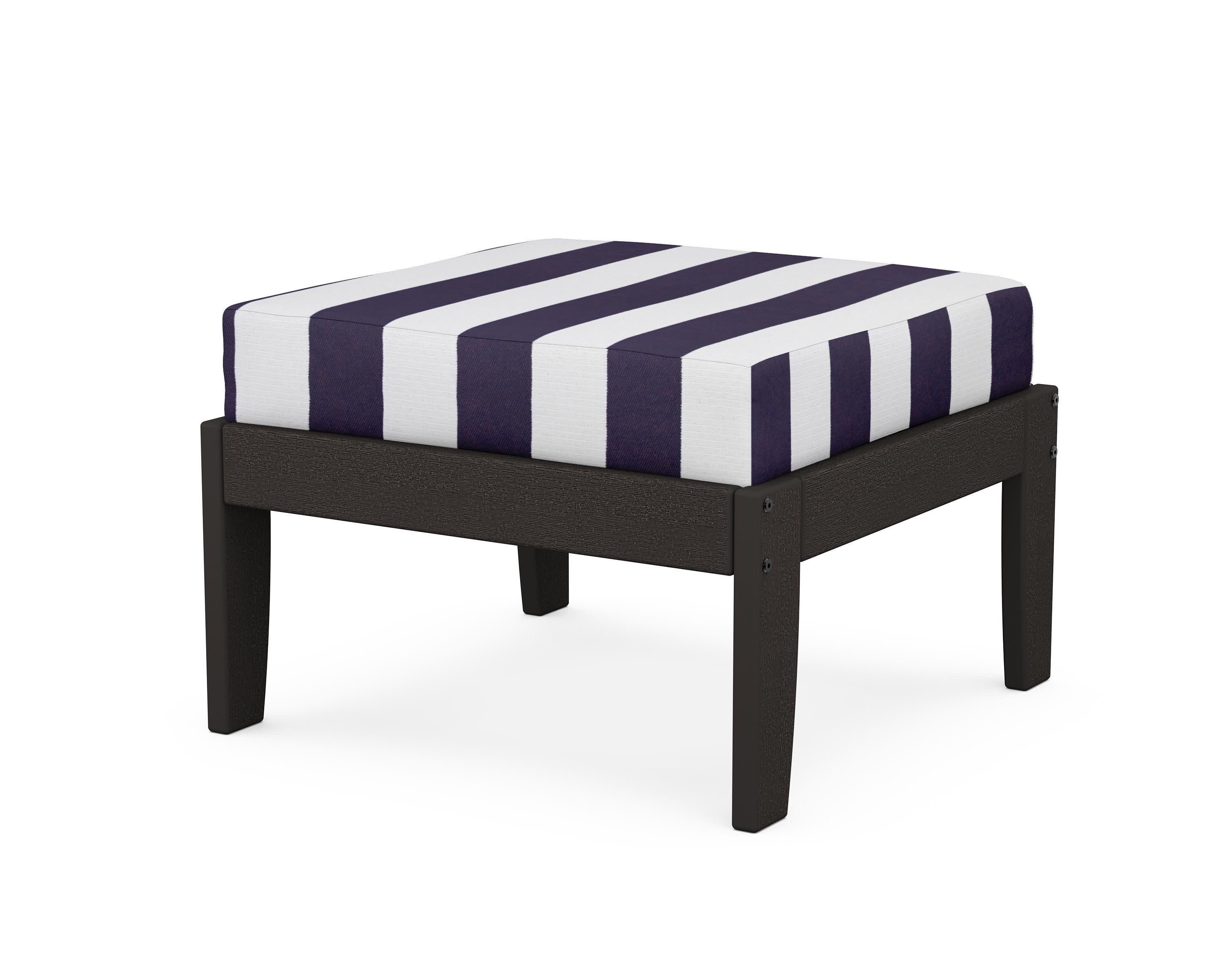 Modular Ottoman - Classic in Vintage Coffee / Cabana Stripe Navy