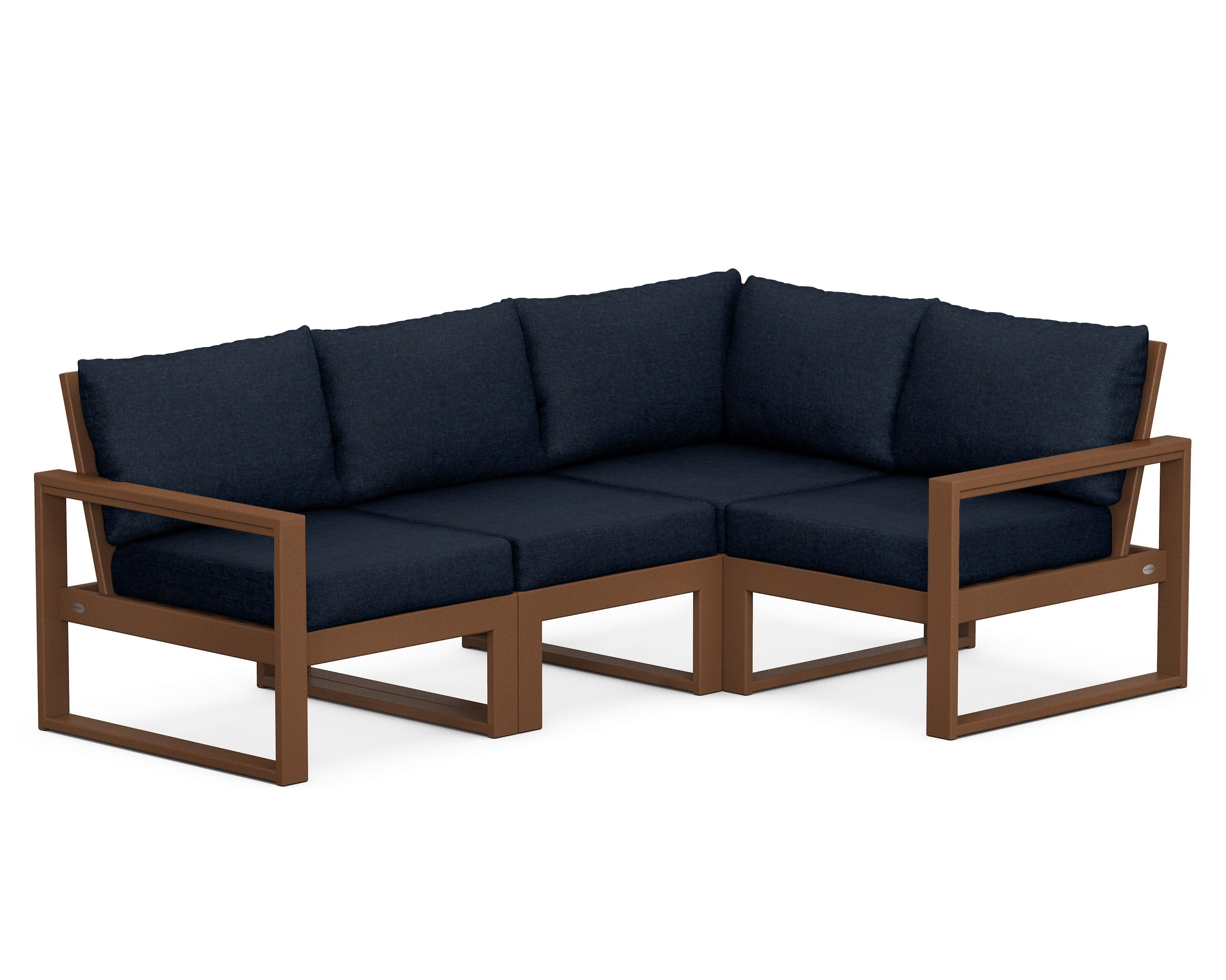 EDGE 4-Piece Modular Deep Seating Set in Teak / Marine Indigo