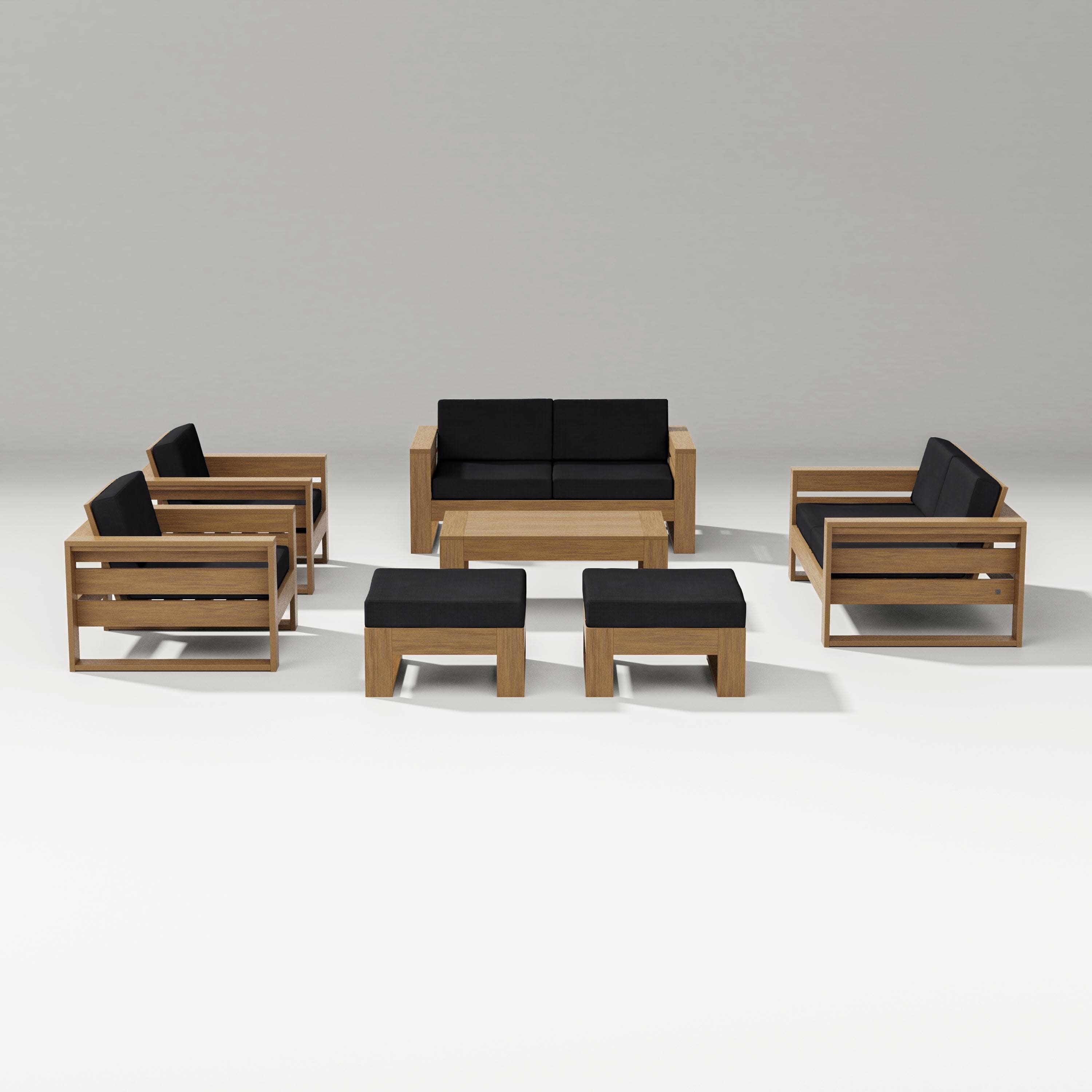 Latitude 7-Piece Lounge Loveseat Set in Natural / Midnight Linen