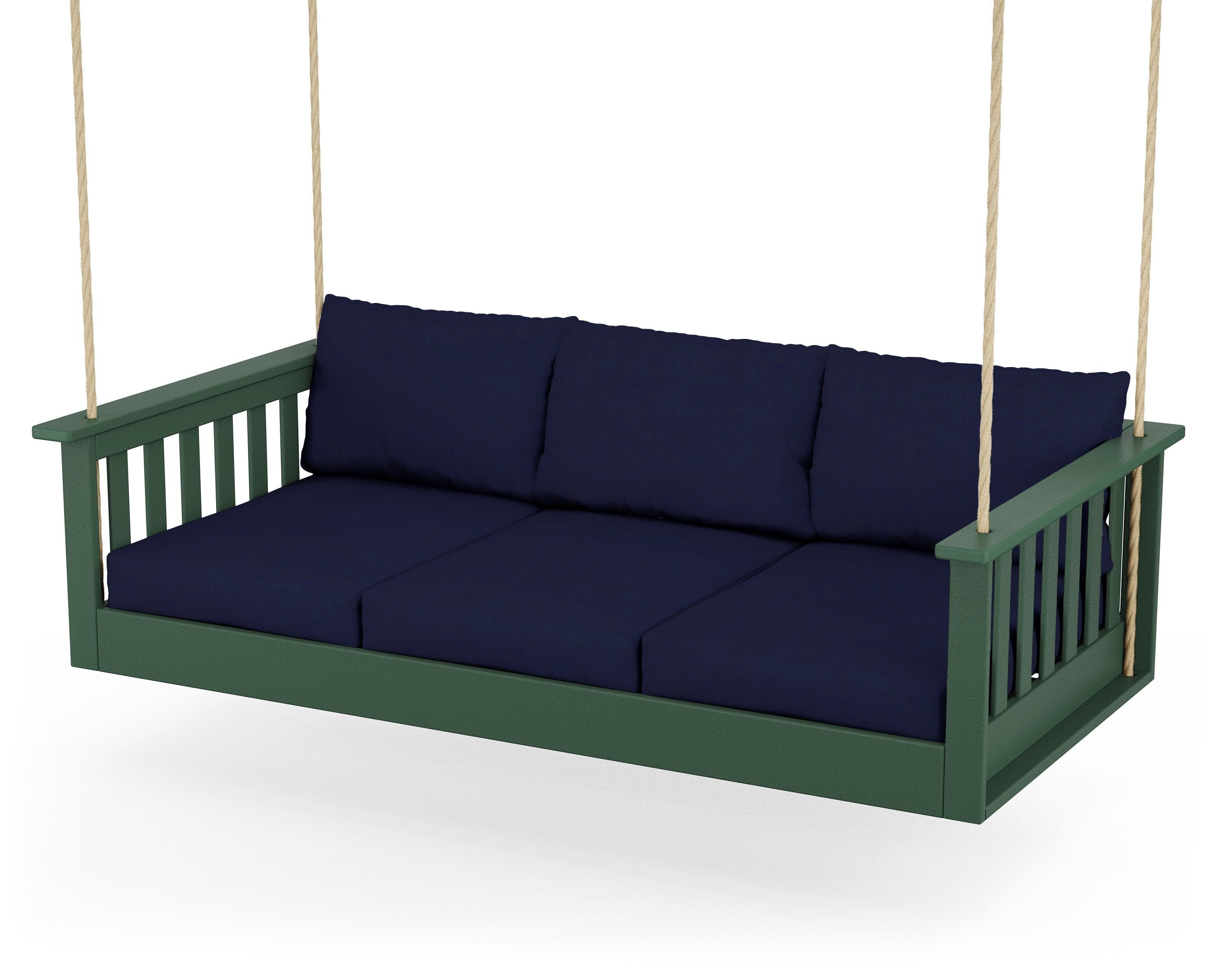 Vineyard Daybed Swing in Green / Navy