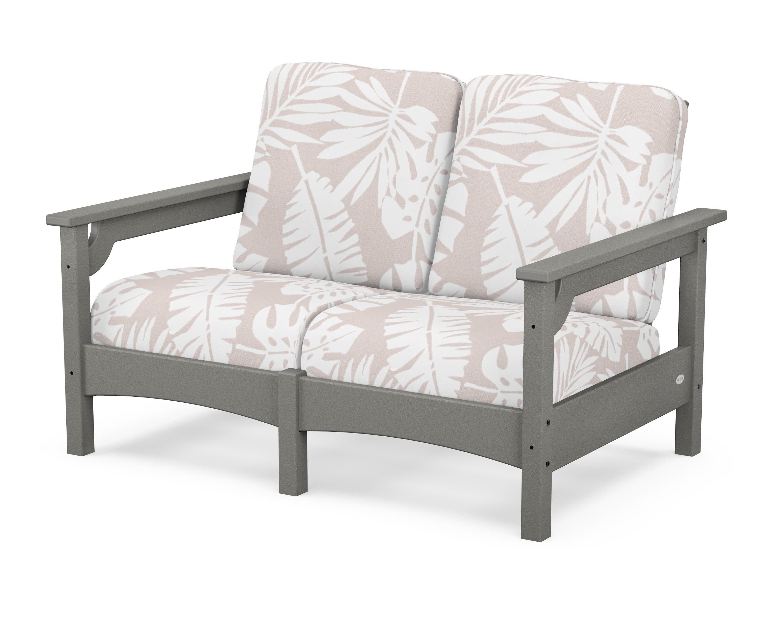 Club Loveseat in Slate Grey / Leaf Dune Burlap