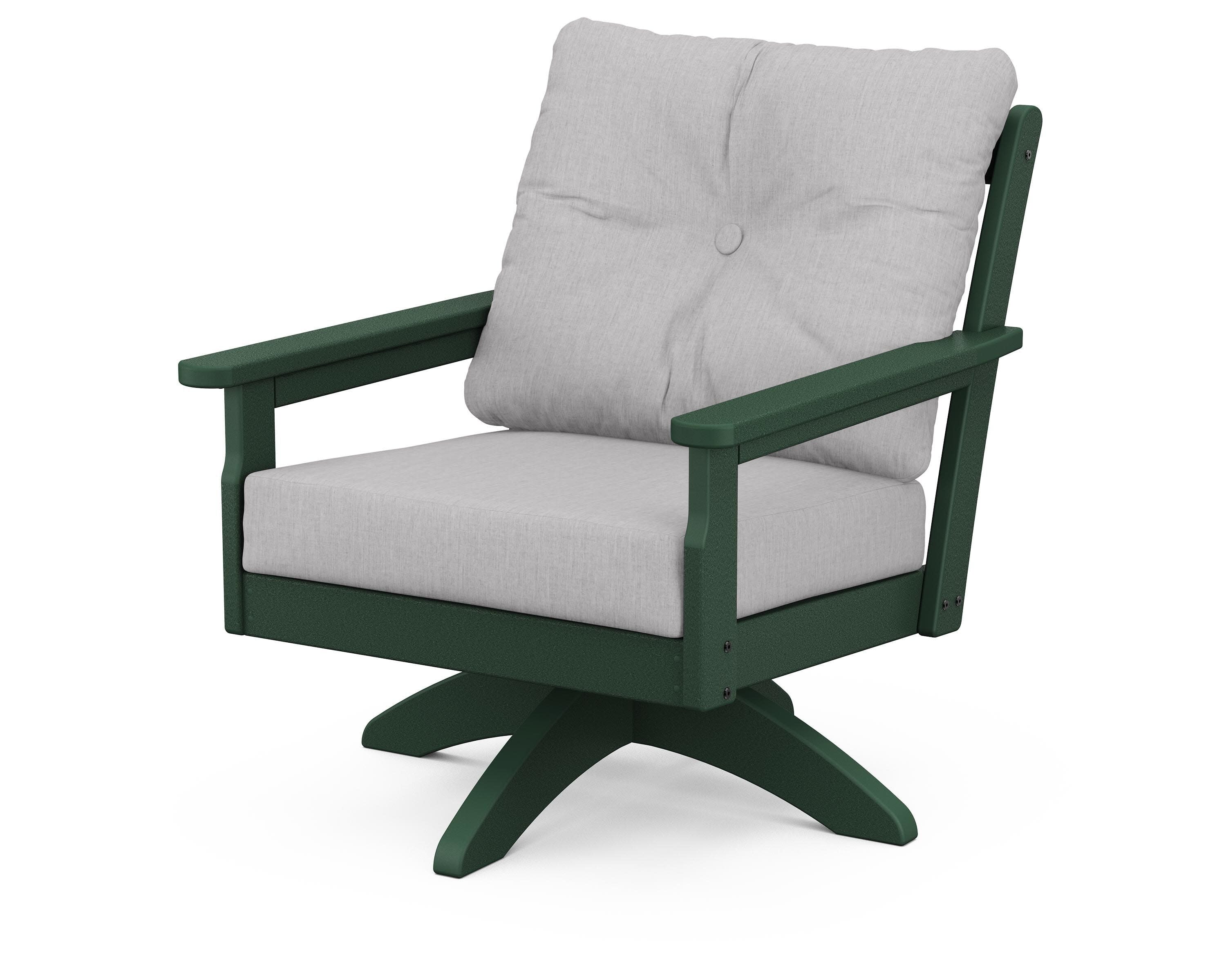 Vineyard Deep Seating Swivel Chair in Green / Granite
