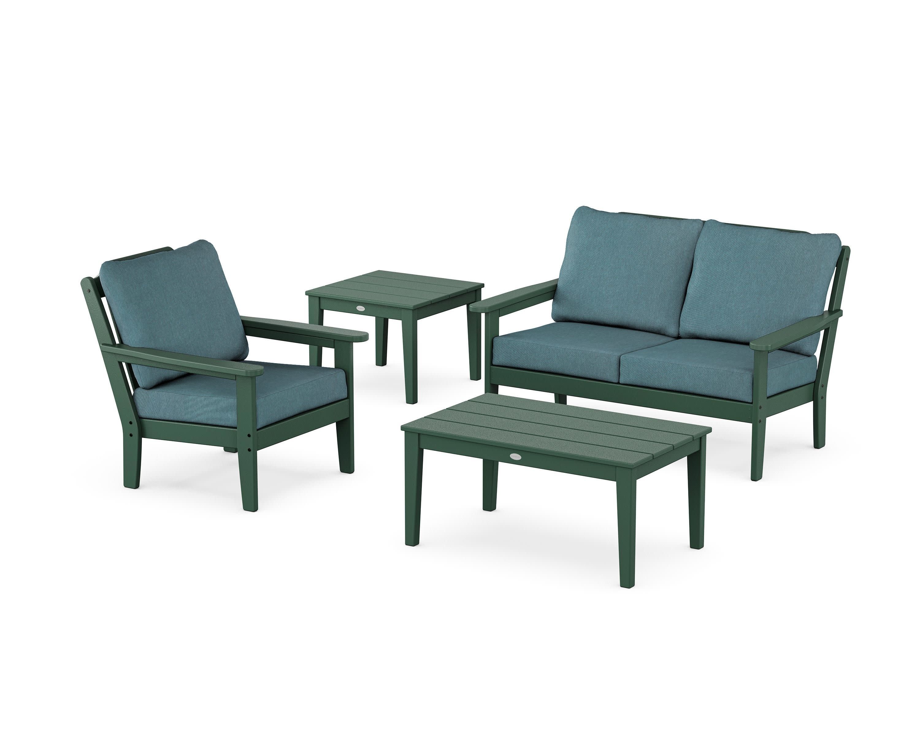 Wovendale 4-Piece Deep Seating Set in Green / Ocean Teal