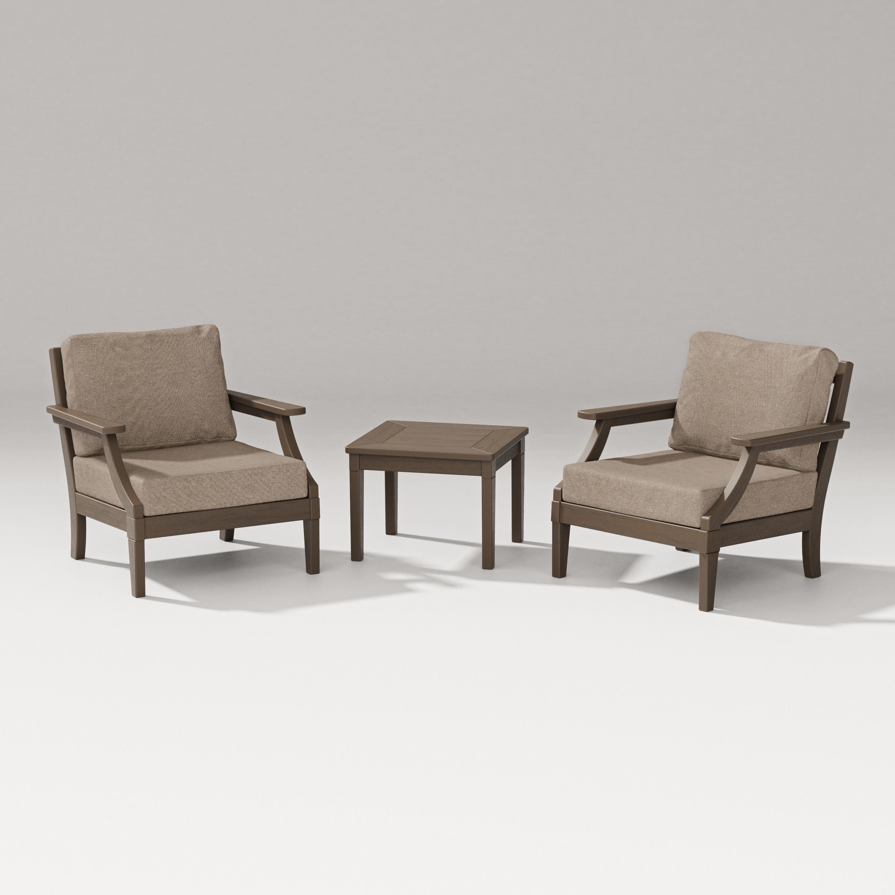 Estate 3-Piece Lounge Chair Set in Kona / Spiced Burlap