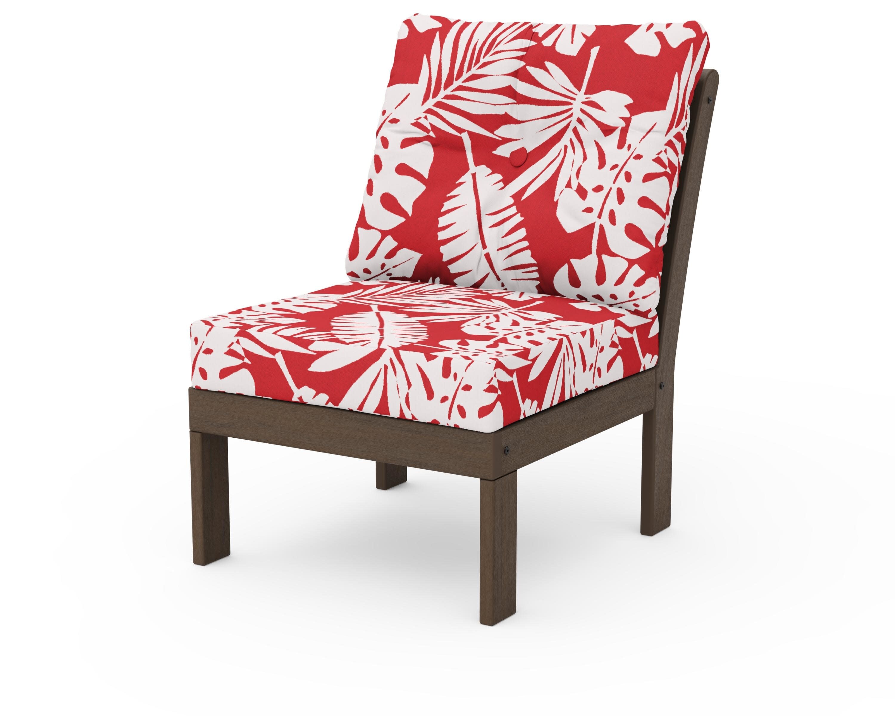 Vineyard Modular Armless Chair in Kona / Leaf Crimson