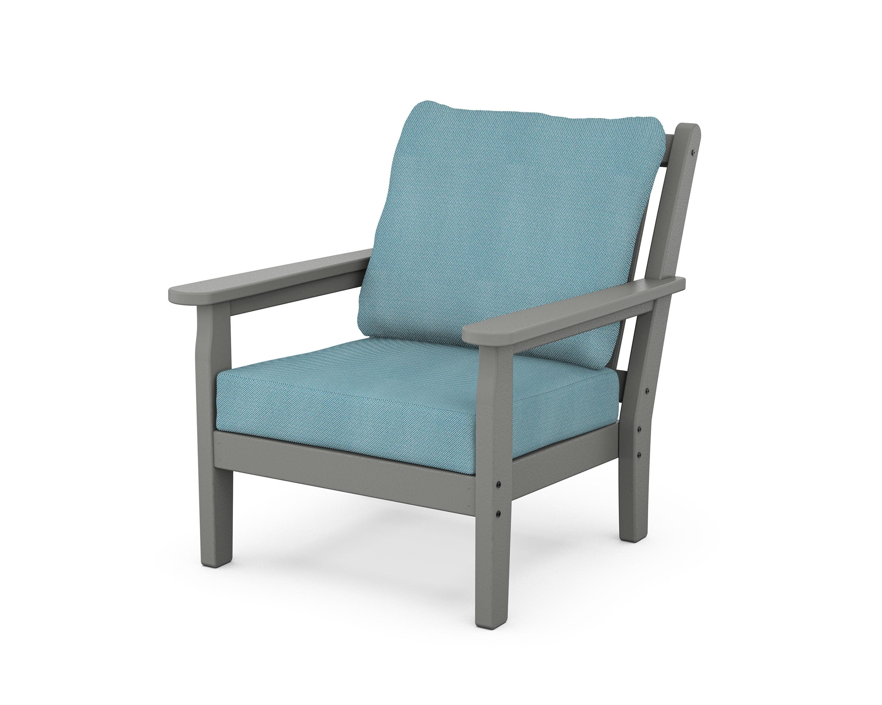 Chippendale Deep Seating Chair in Slate Grey / Lattice Sky Blue