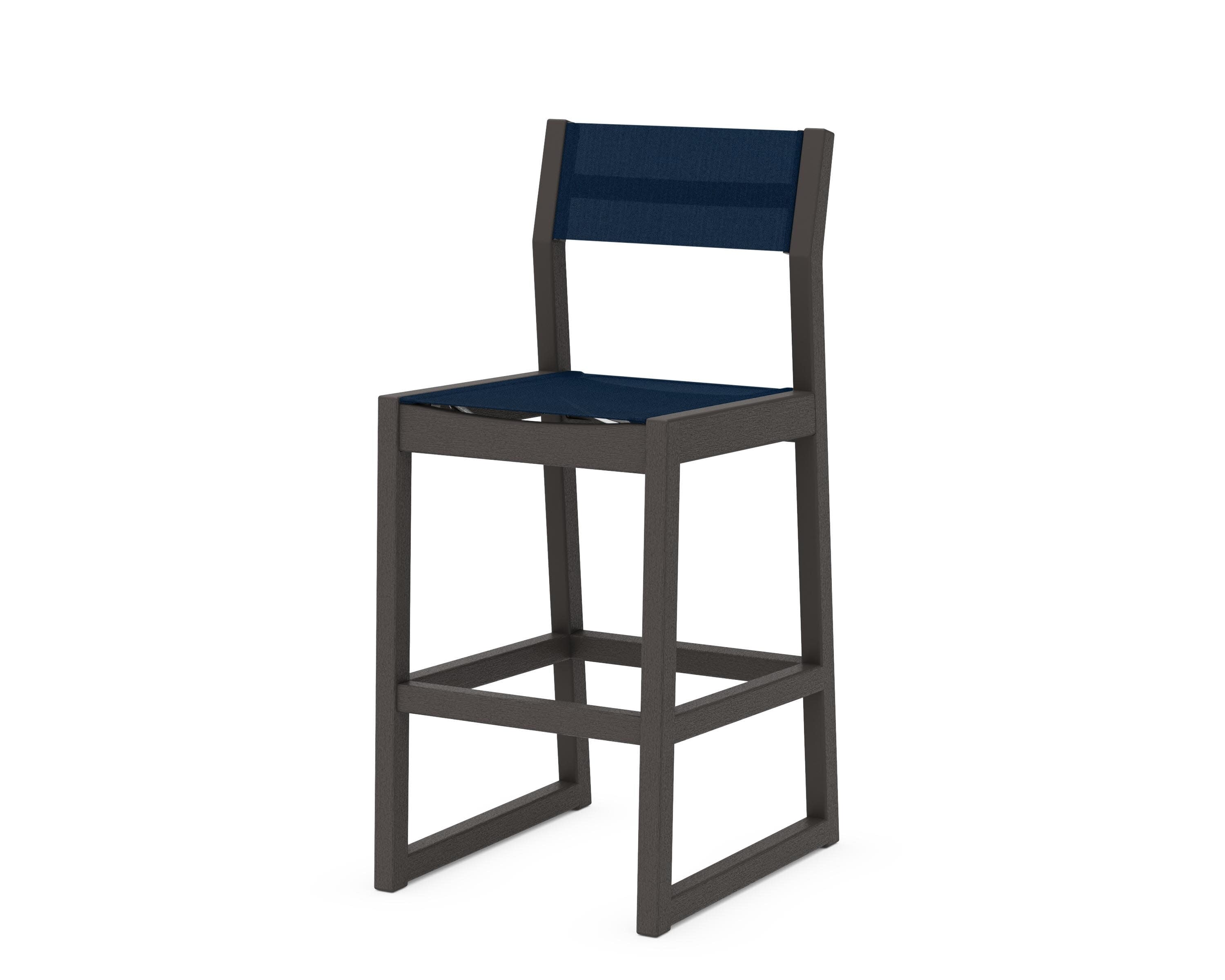 EDGE Sling Bar Side Chair in Vintage Coffee / Navy Blue Sling