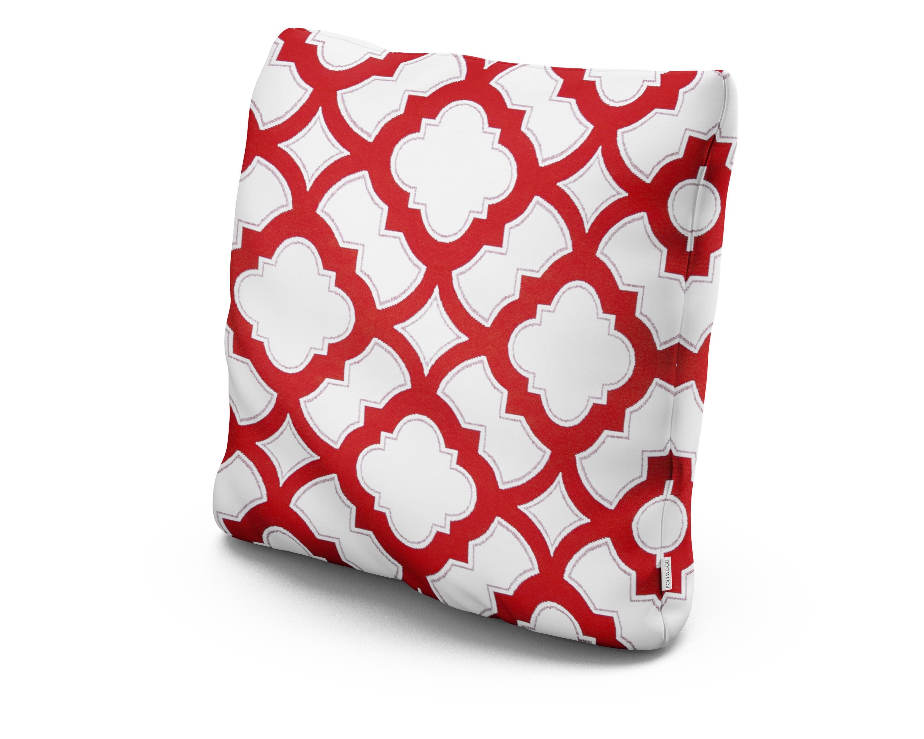 22" Outdoor Throw Pillow in Trellis Crimson