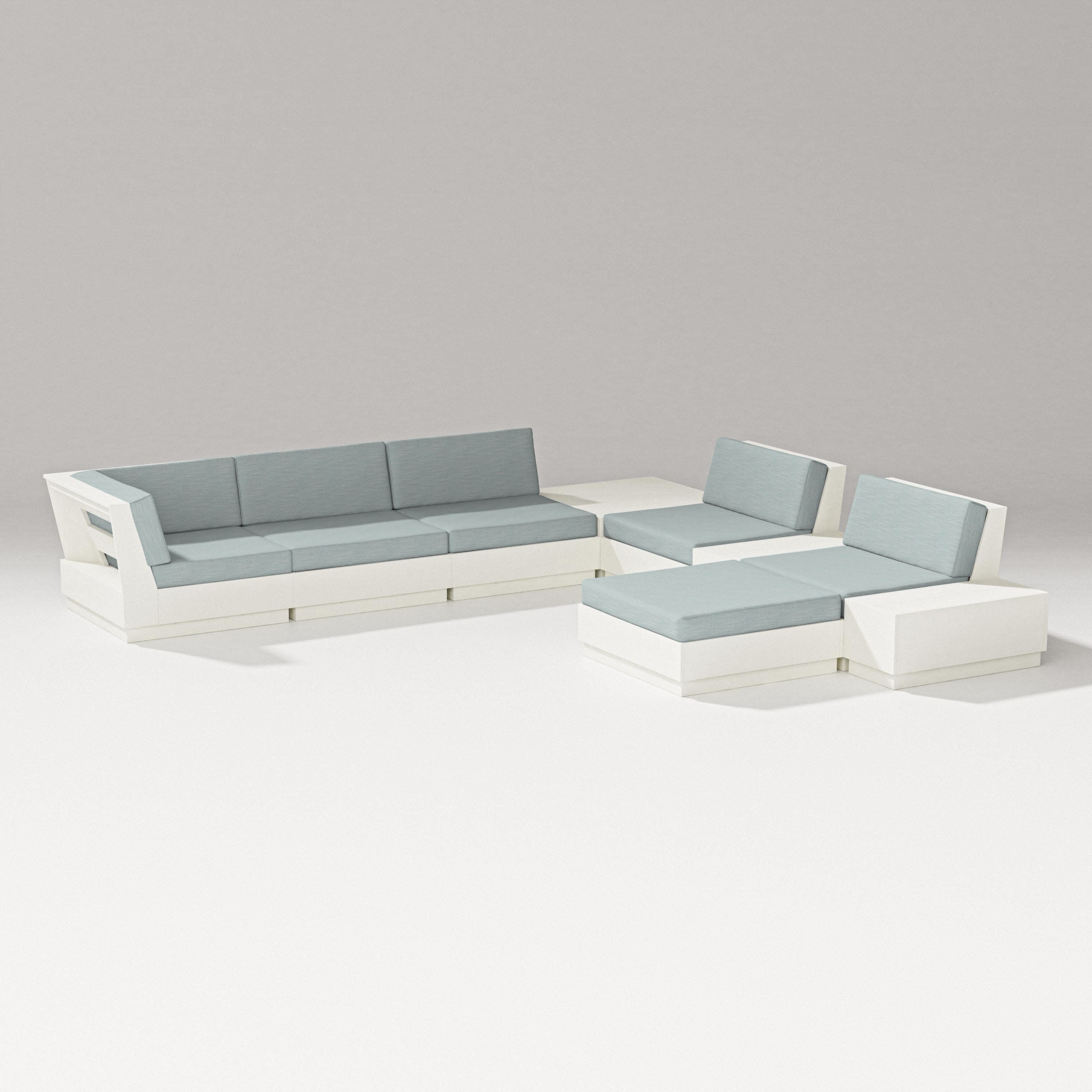 Elevate 9-Piece Conversation Sectional in Vintage White / Soothe Mist
