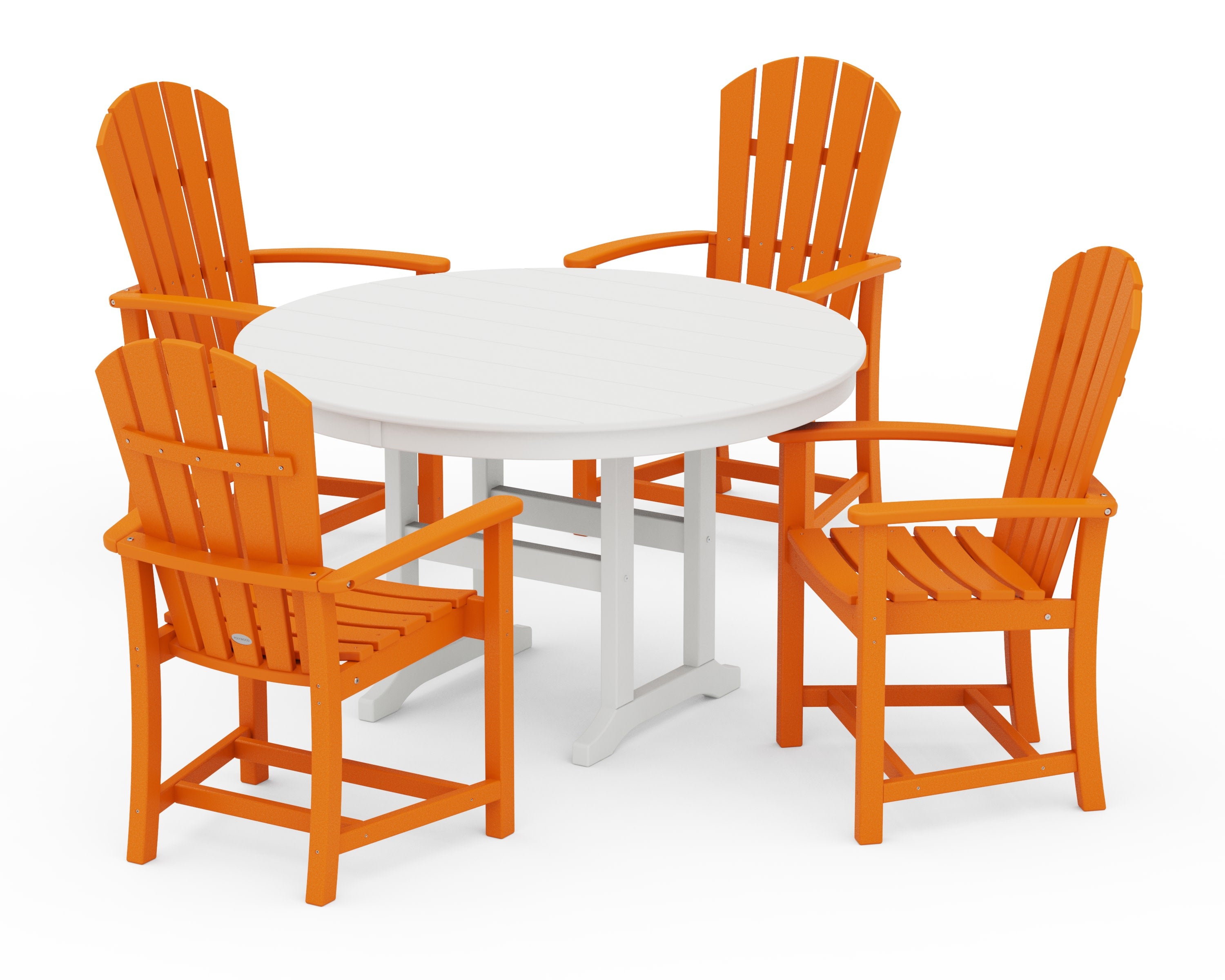 Palm Coast 5-Piece Round Farmhouse Dining Set in Tangerine / White