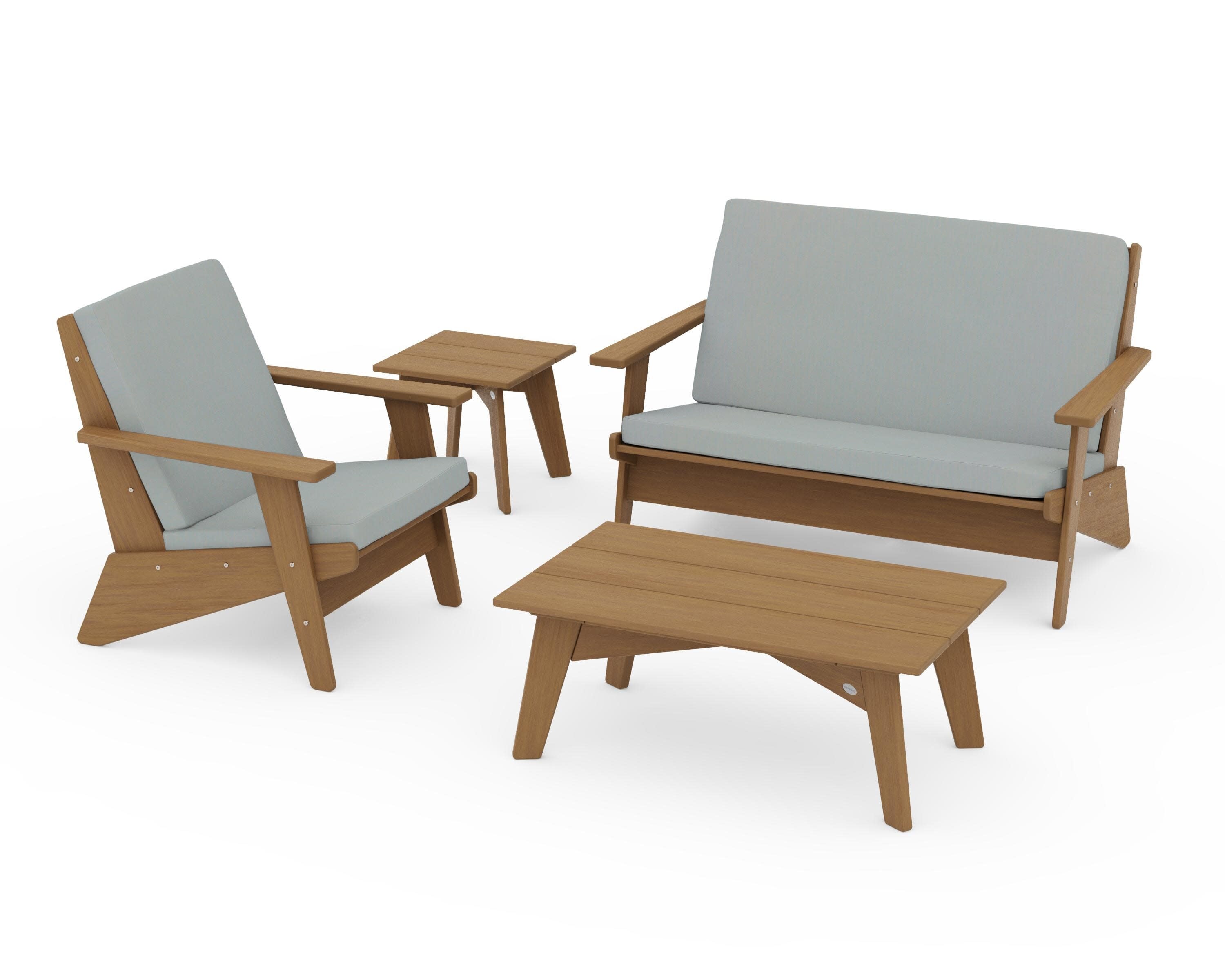 Riviera Modern Lounge 4-Piece Set in Natural / Spa