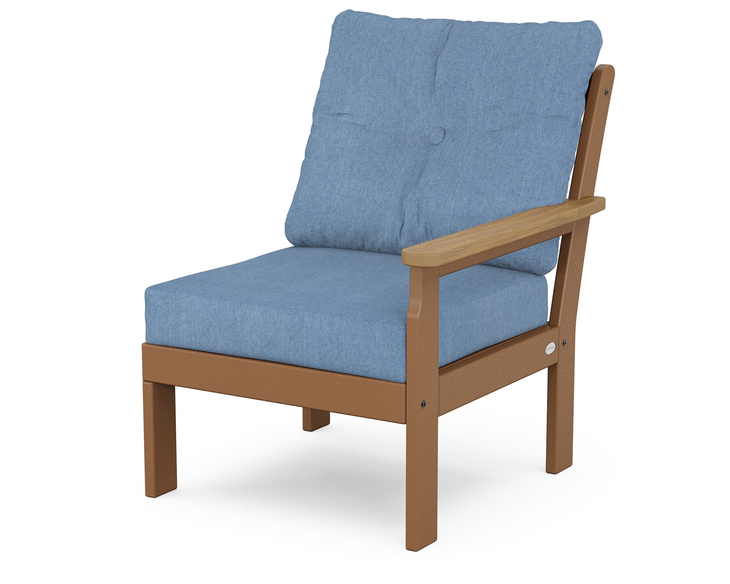Vineyard Modular Right Arm Chair in Teak / Natural / Sky Blue