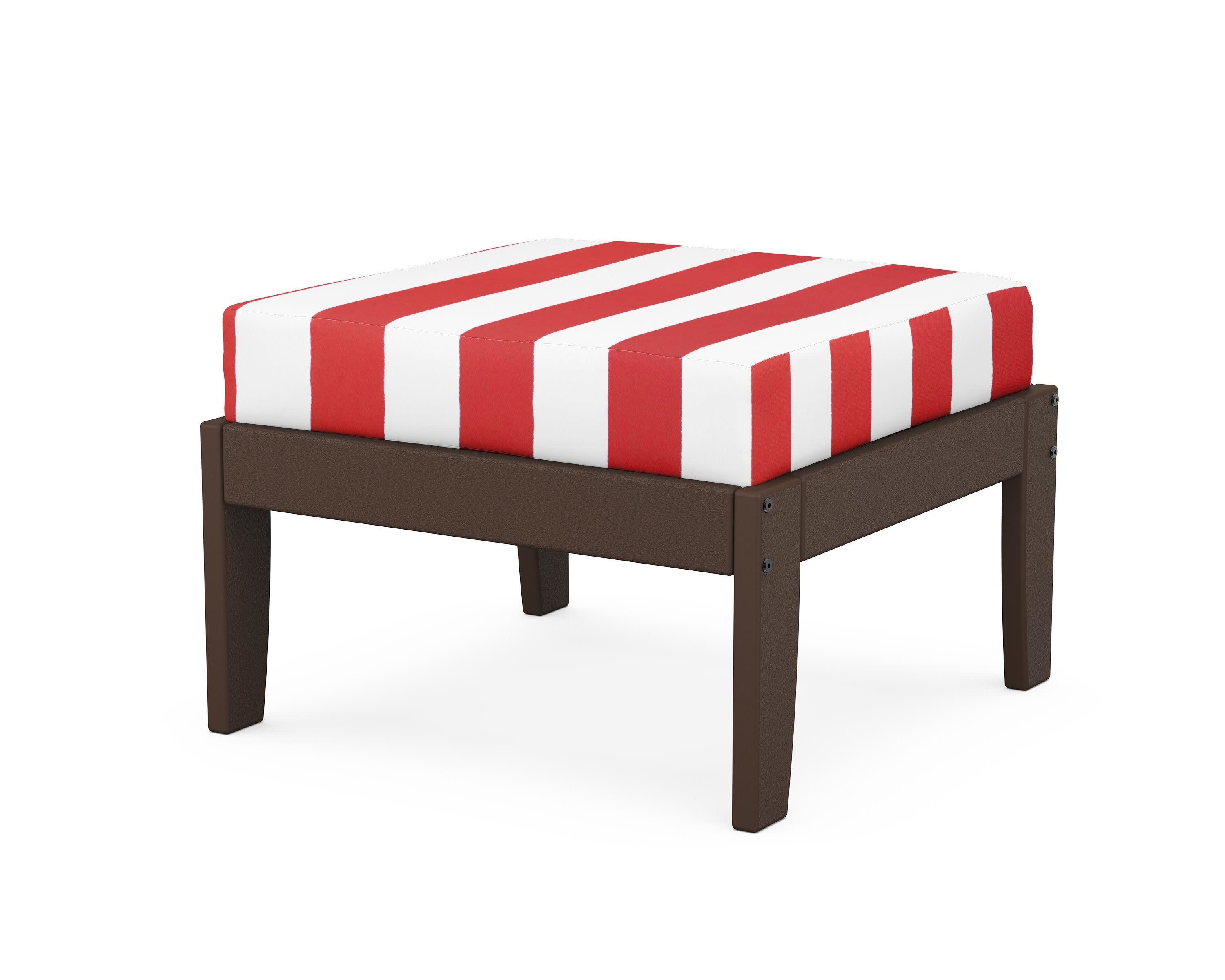 Modular Ottoman - Classic in Mahogany / Cabana Stripe Crimson