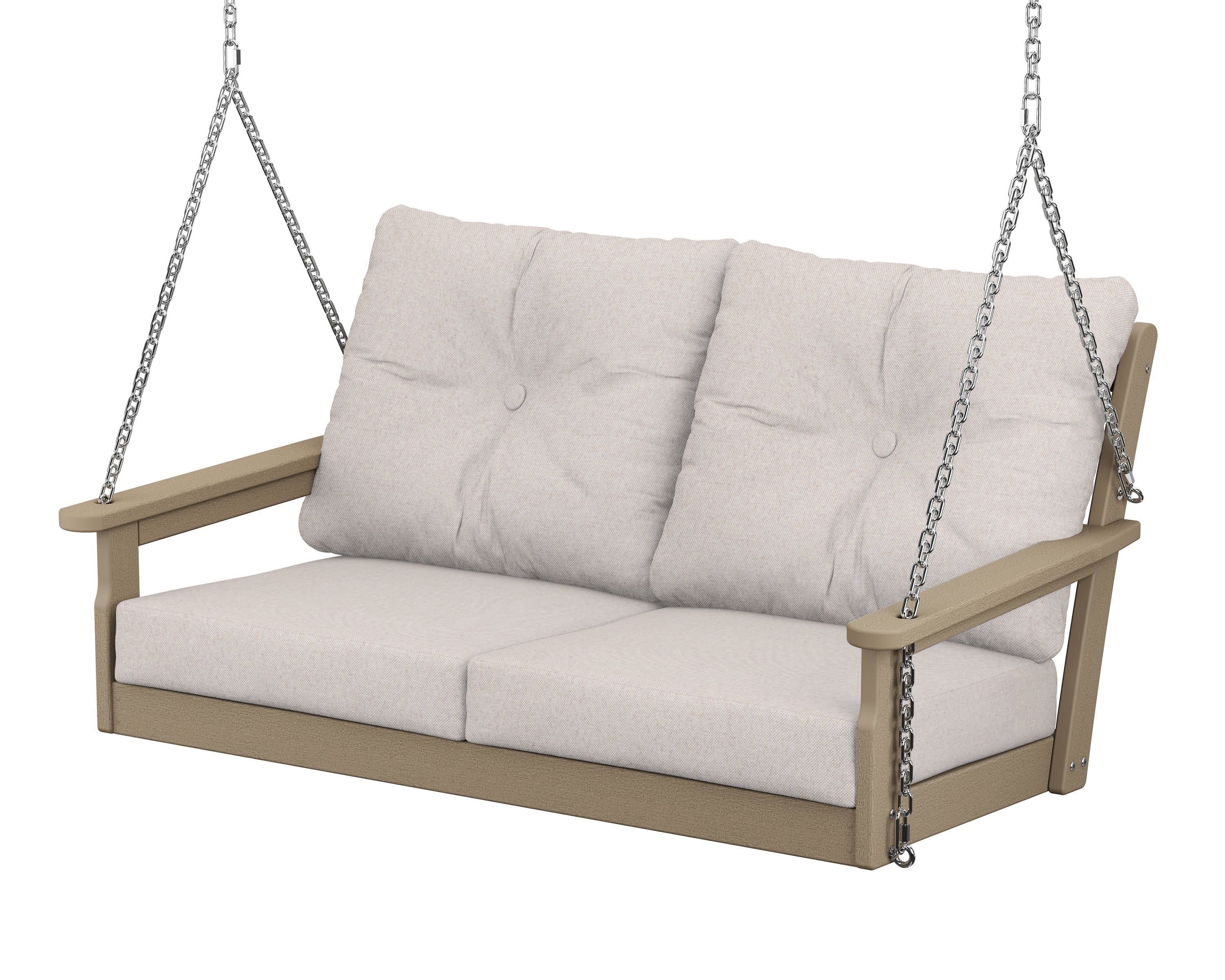 Vineyard Deep Seating Swing in Vintage Sahara / Dune Burlap