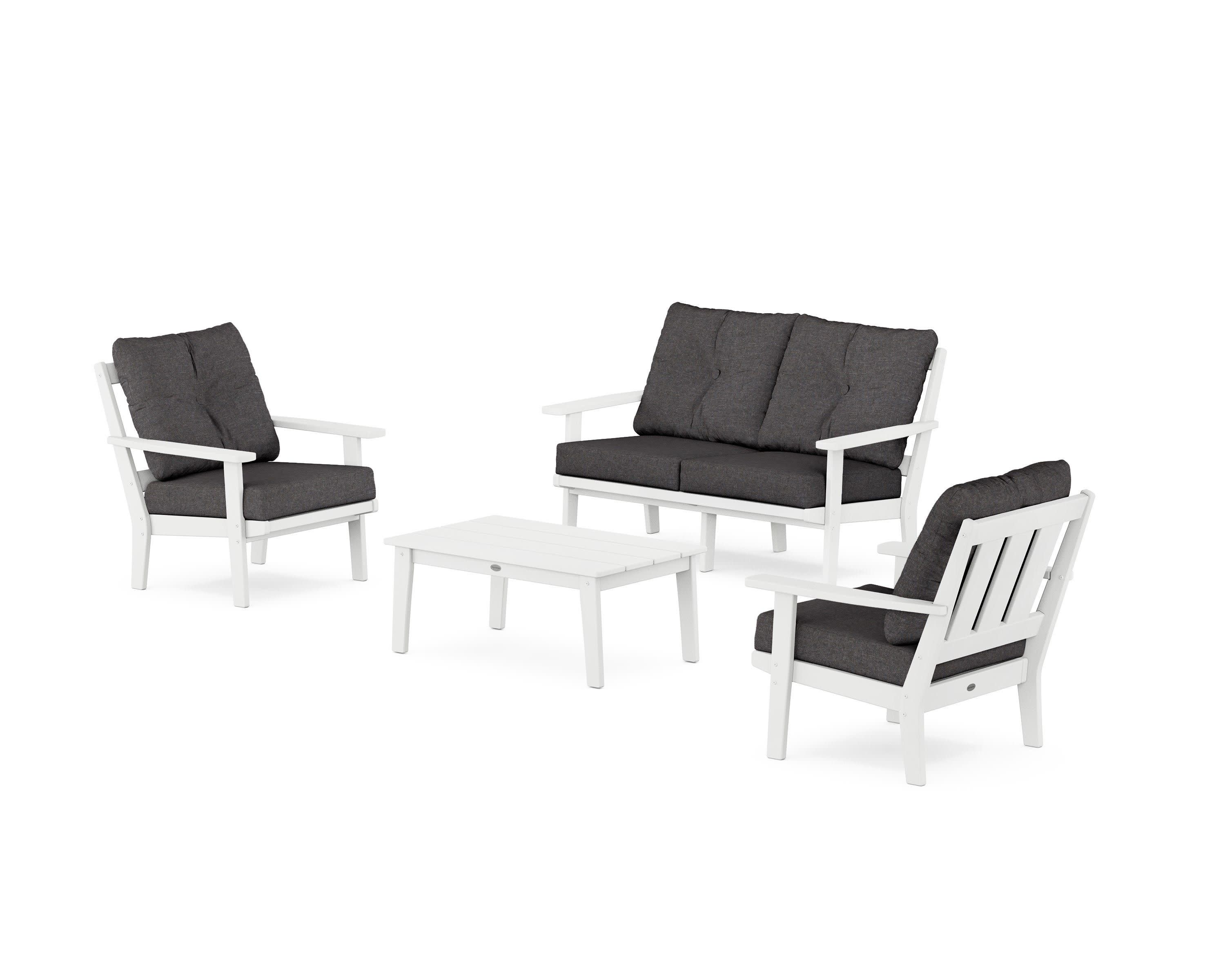 Oxford 4-Piece Deep Seating Set with Loveseat in White / Ash Charcoal