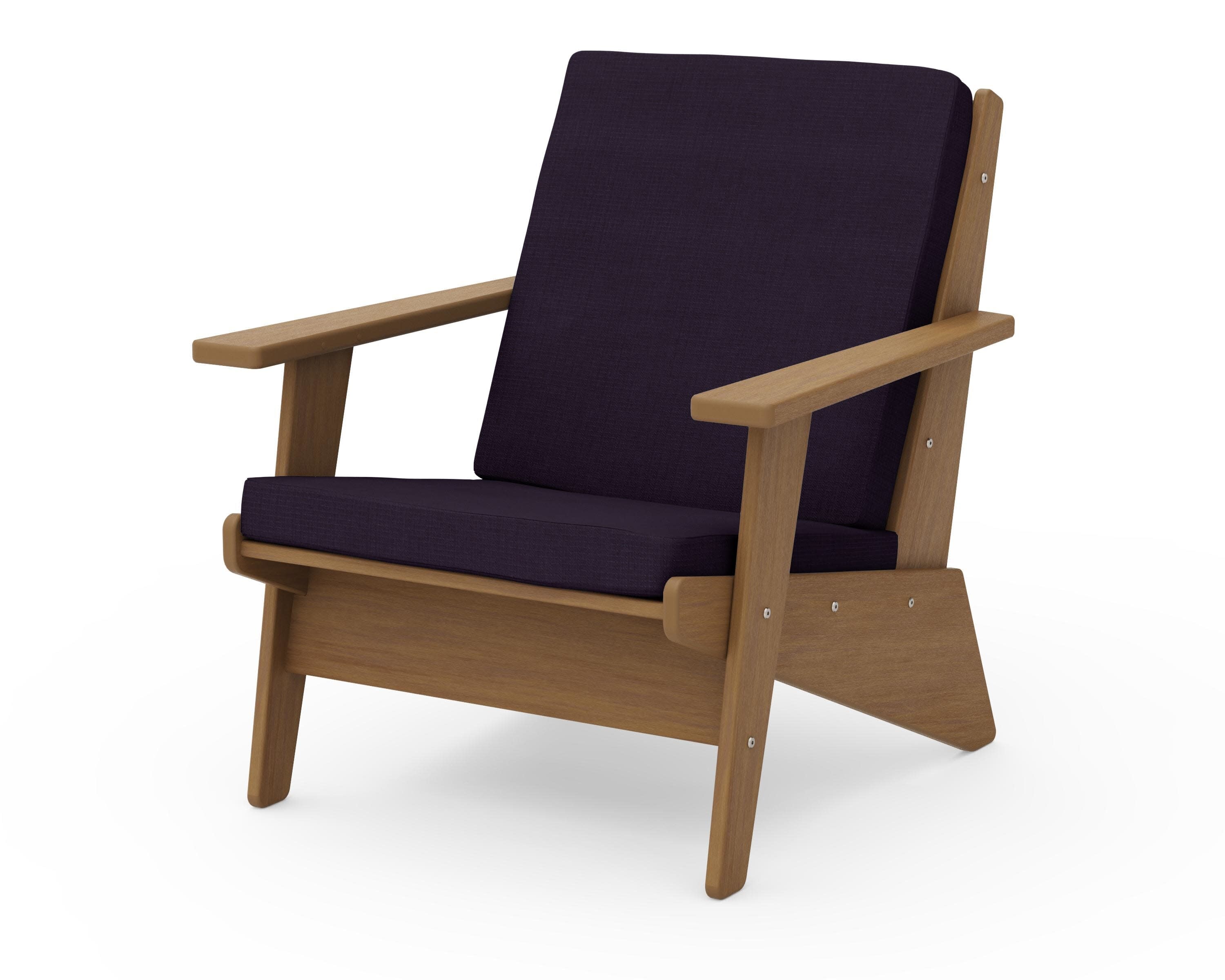 Riviera Modern Lounge Chair in Natural / Navy Linen