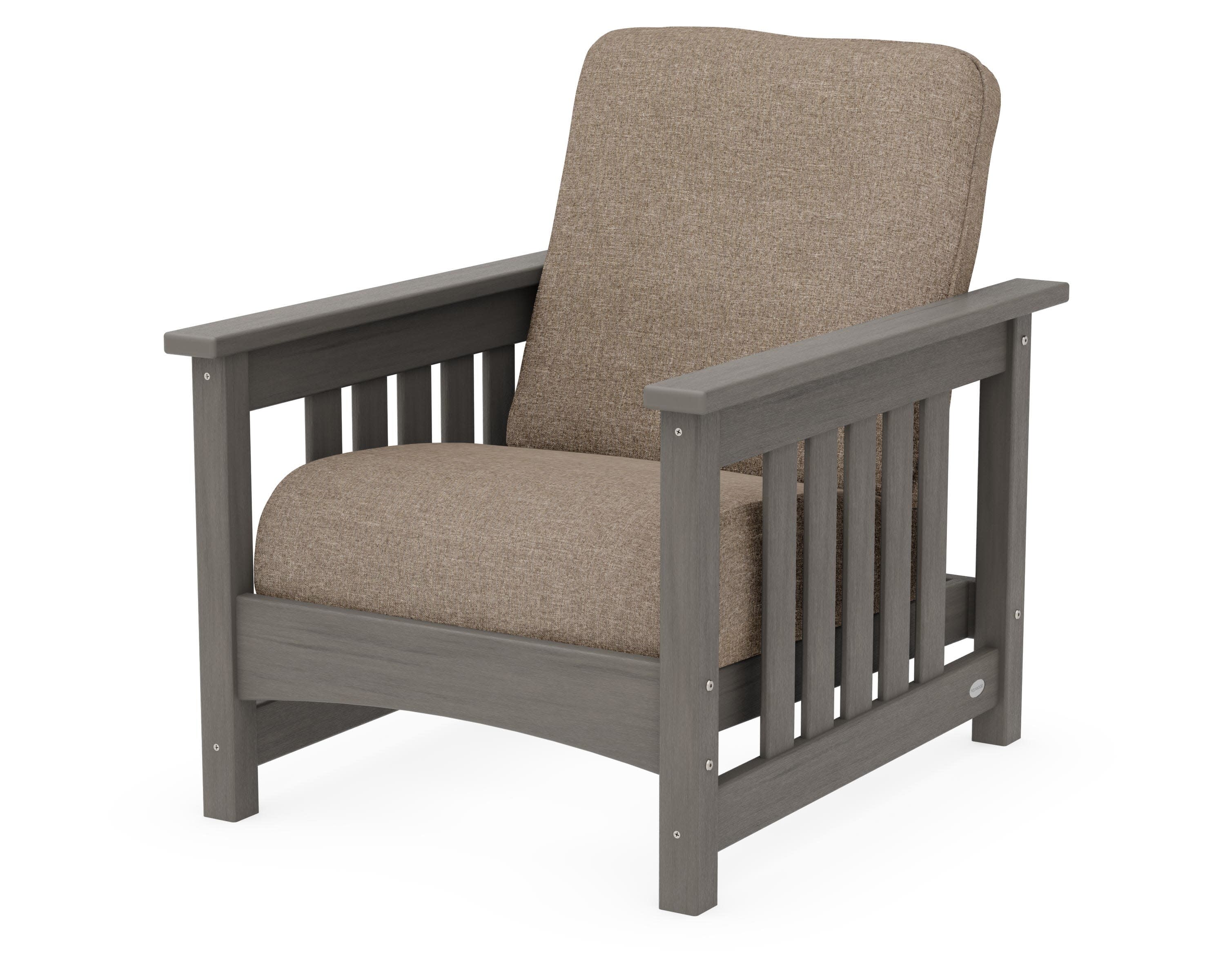 Club Mission Chair in Driftwood / Spiced Burlap
