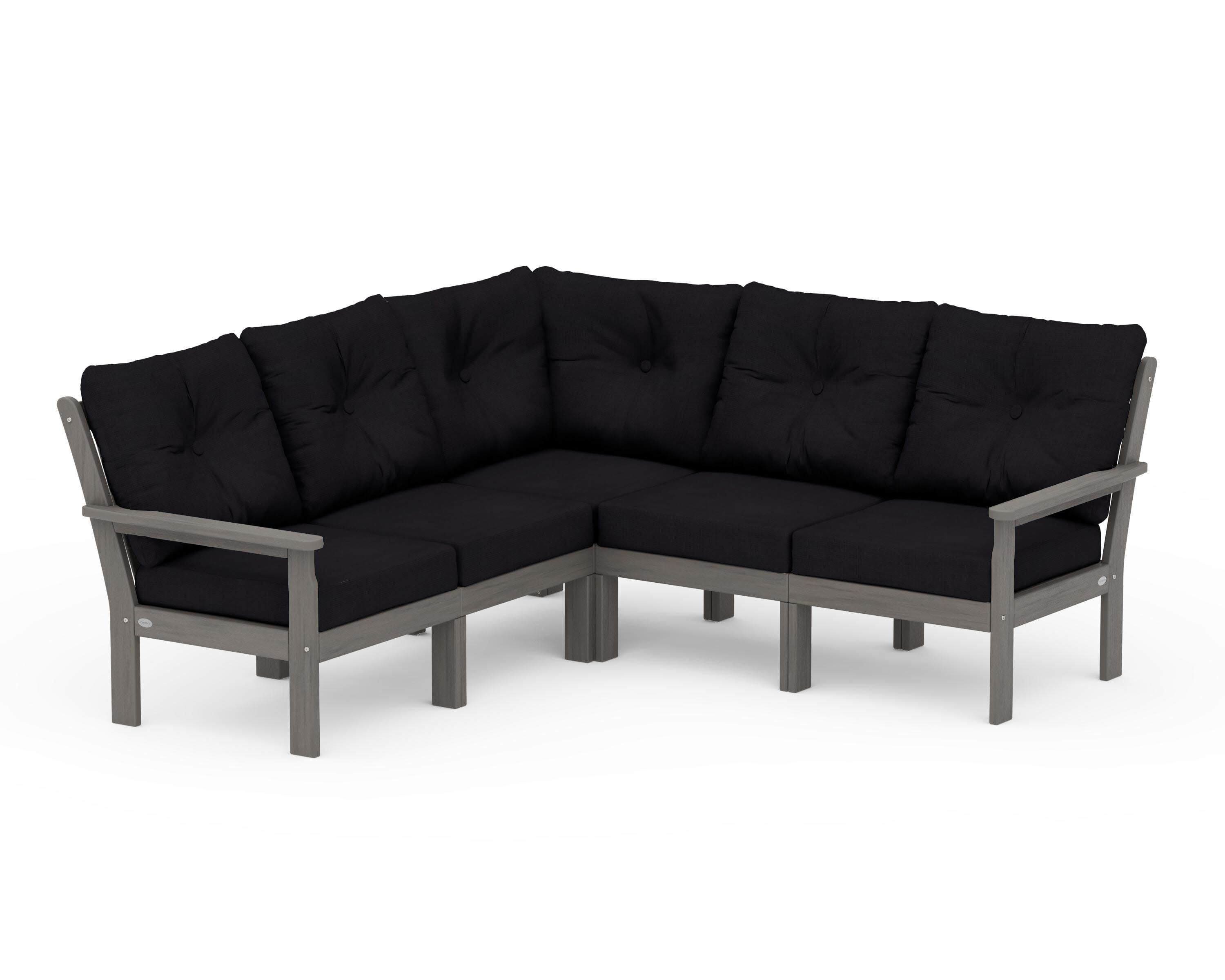 Vineyard 5-Piece Sectional in Driftwood / Midnight Linen