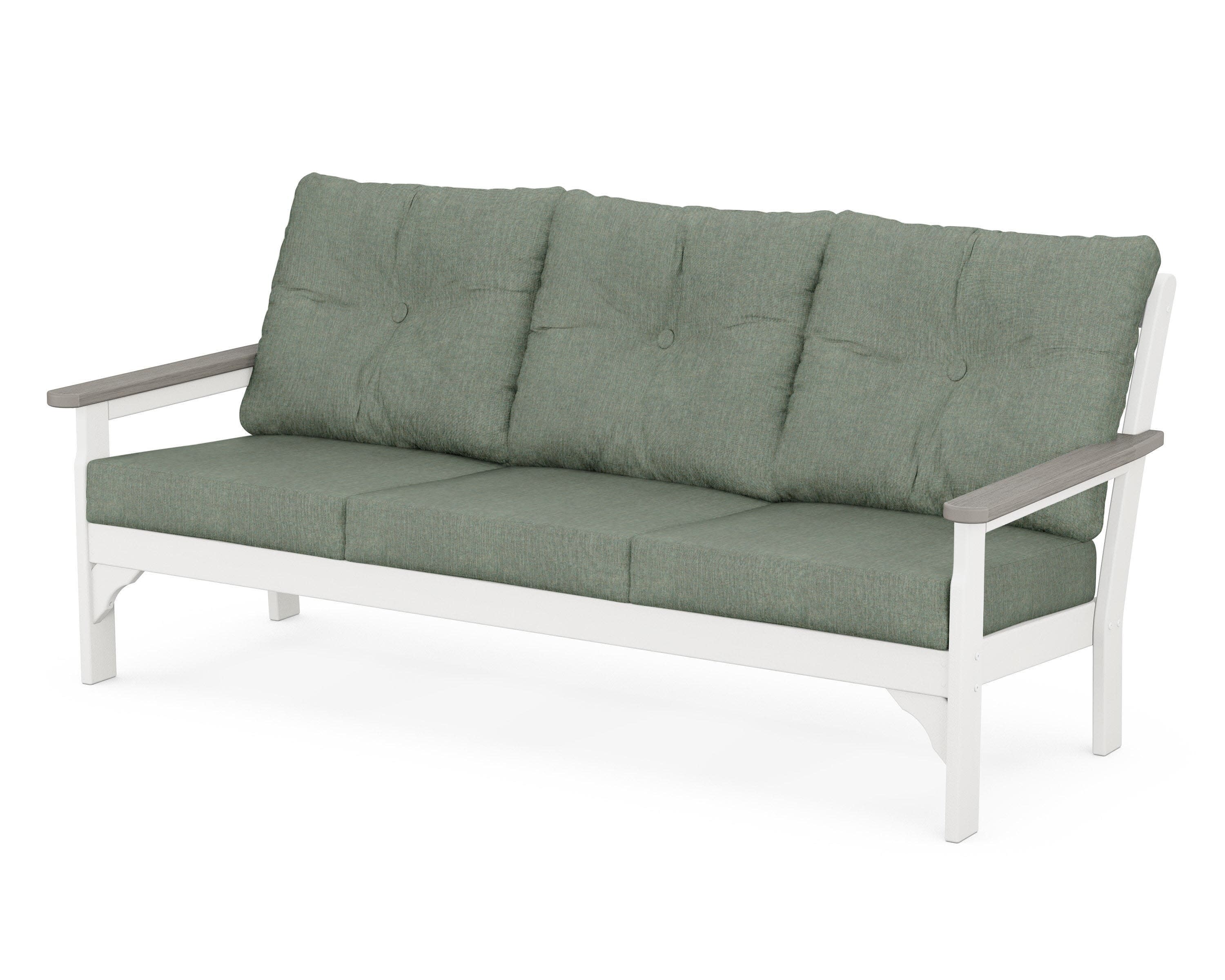 Vineyard Deep Seating Sofa in White / Driftwood / Cast Sage