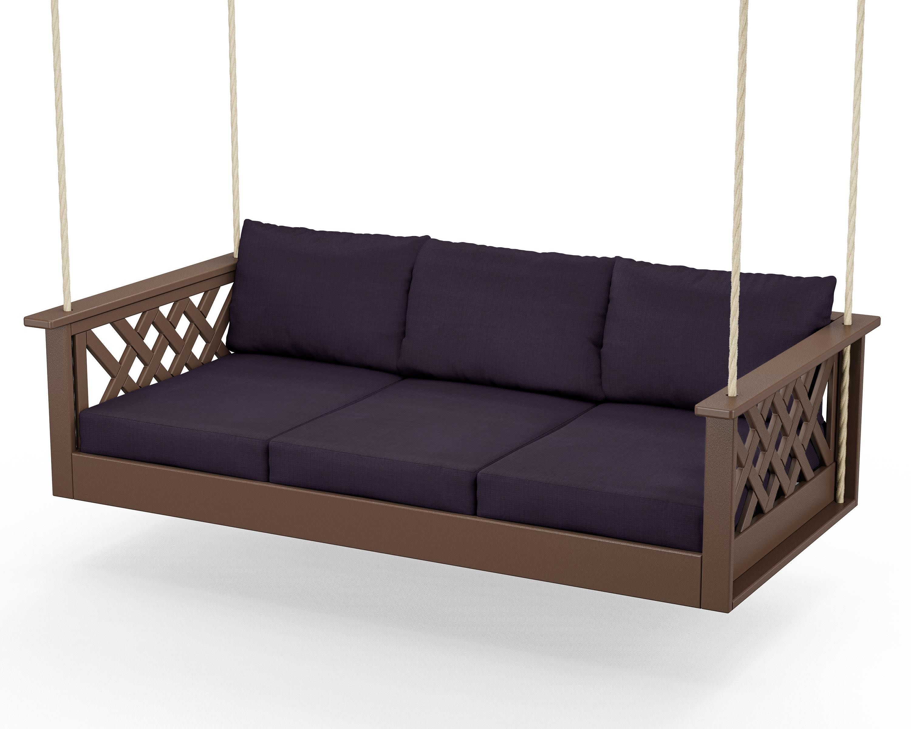 Wovendale Daybed Swing in Mahogany / Navy Linen