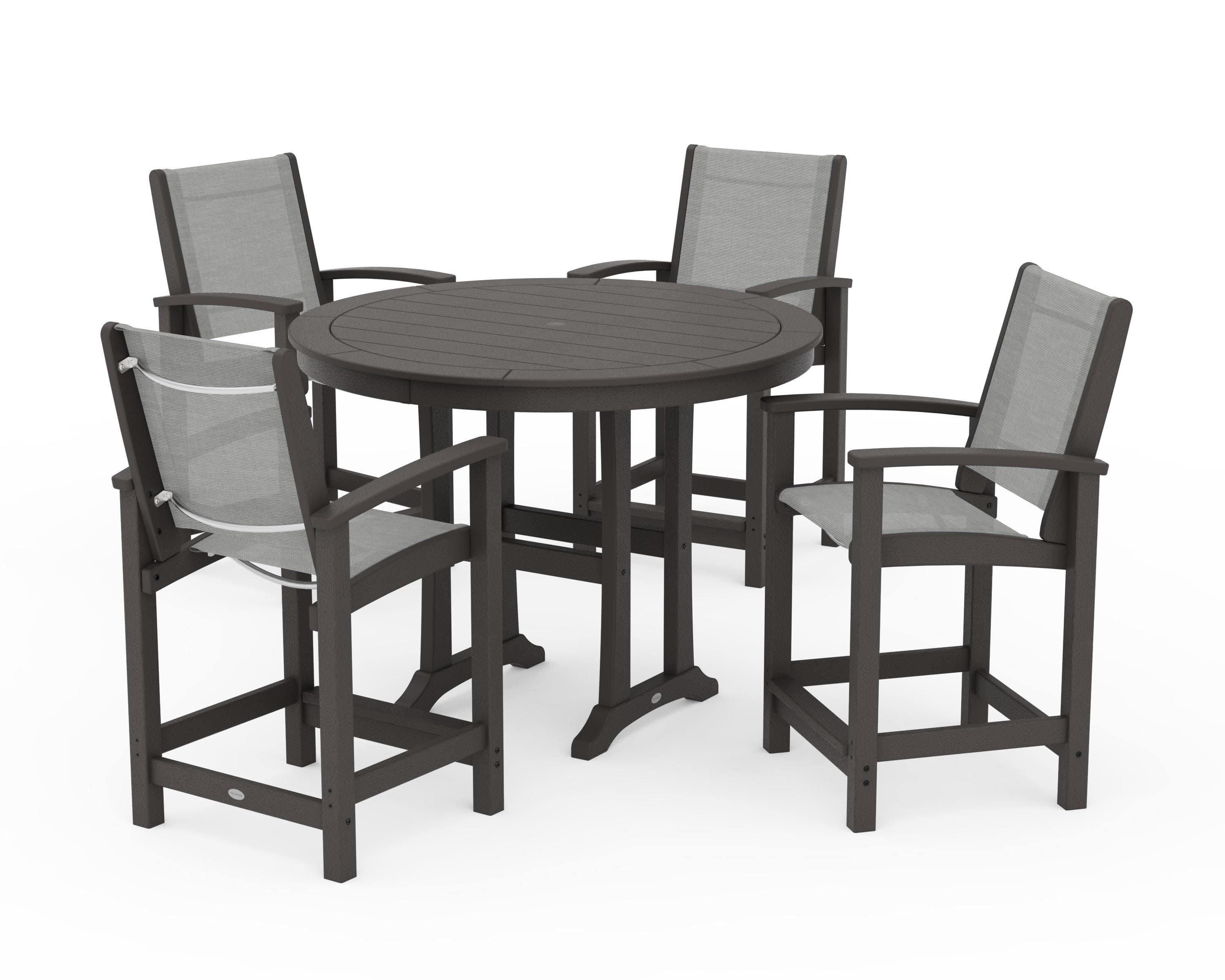 Coastal 5-Piece Counter Set in Vintage Coffee / Metallic Sling