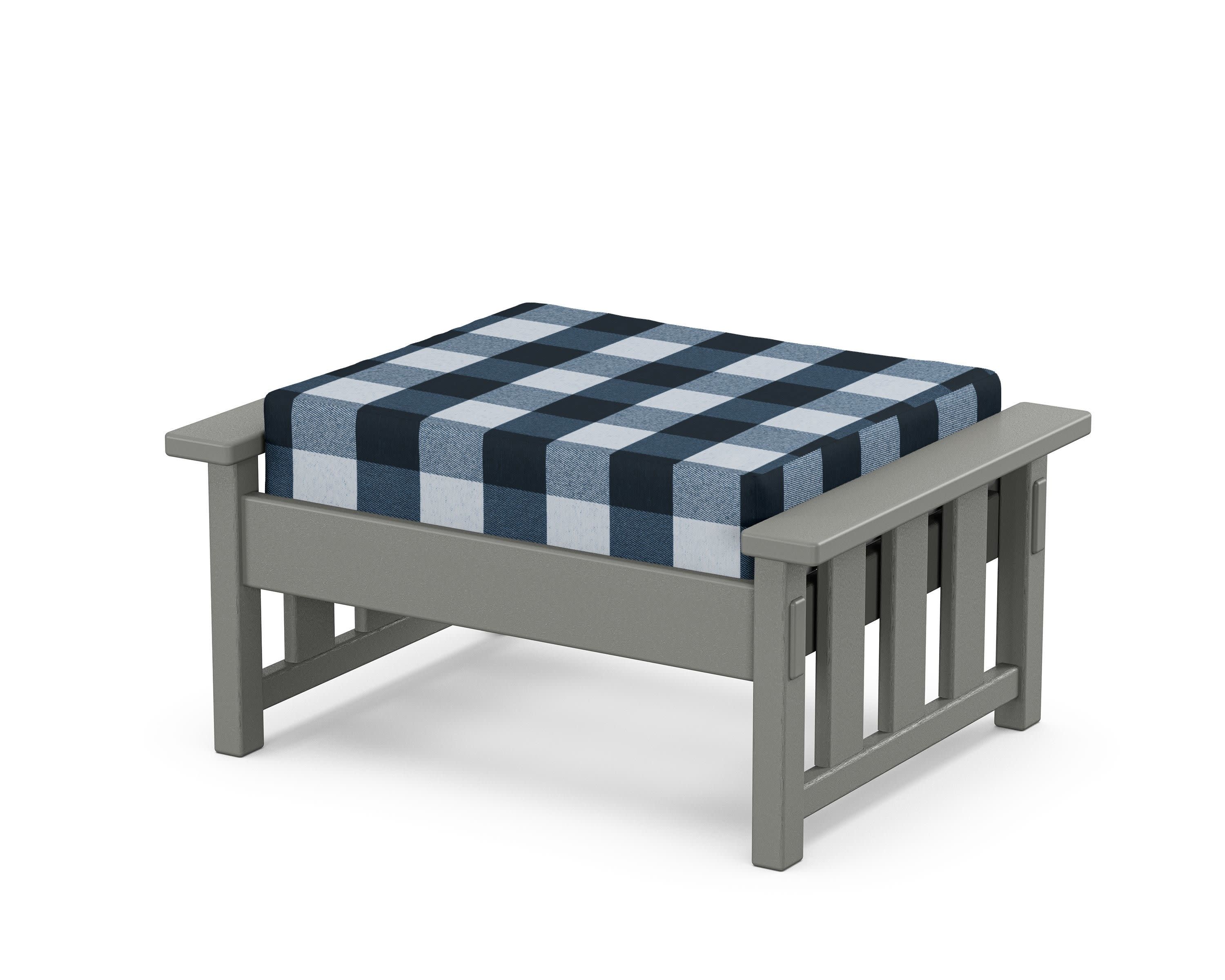 Acadia Deep Seating Ottoman in Slate Grey / Buffalo Plaid Marine Indigo