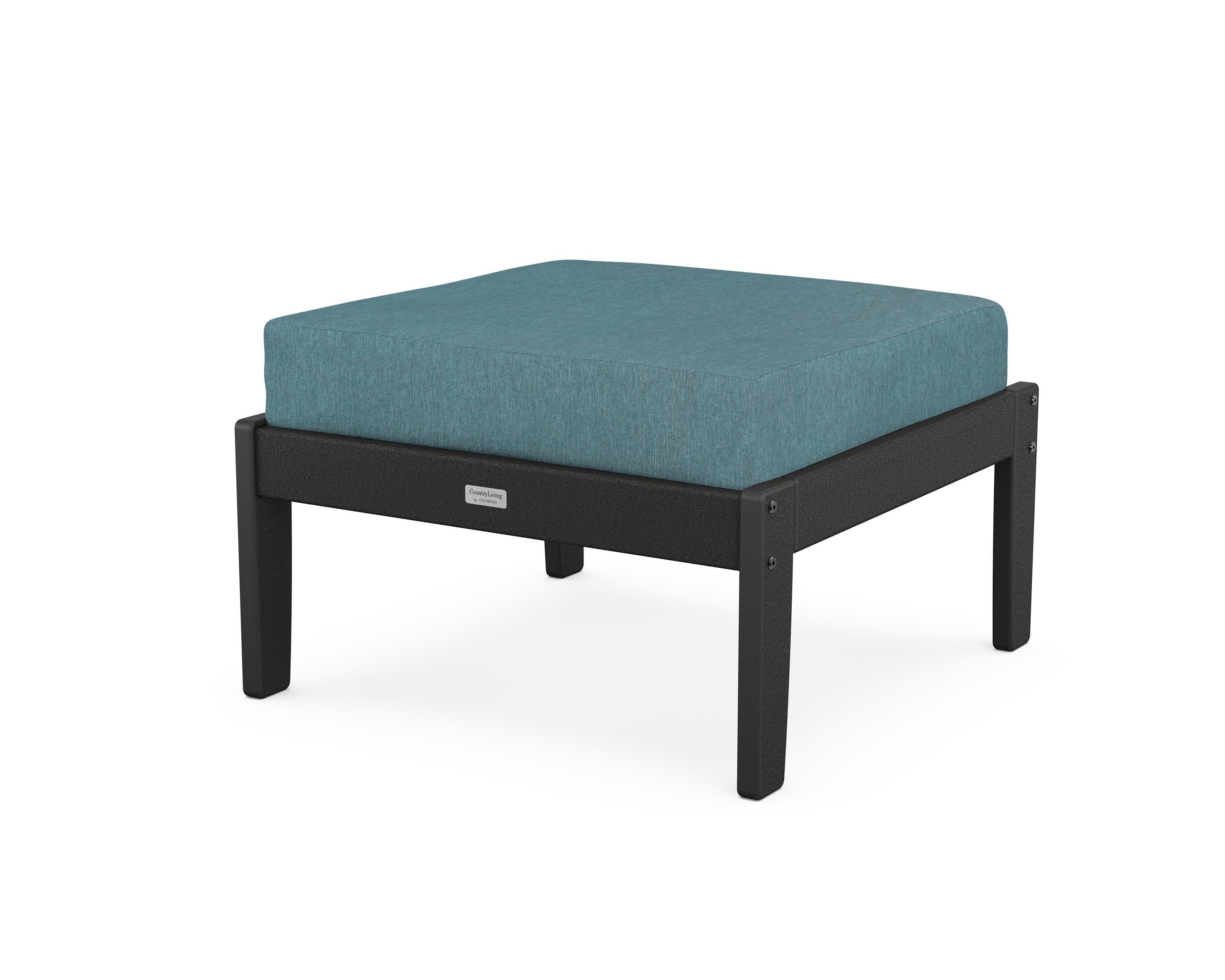 Cottage Deep Seating Ottoman in Black / Ocean Teal