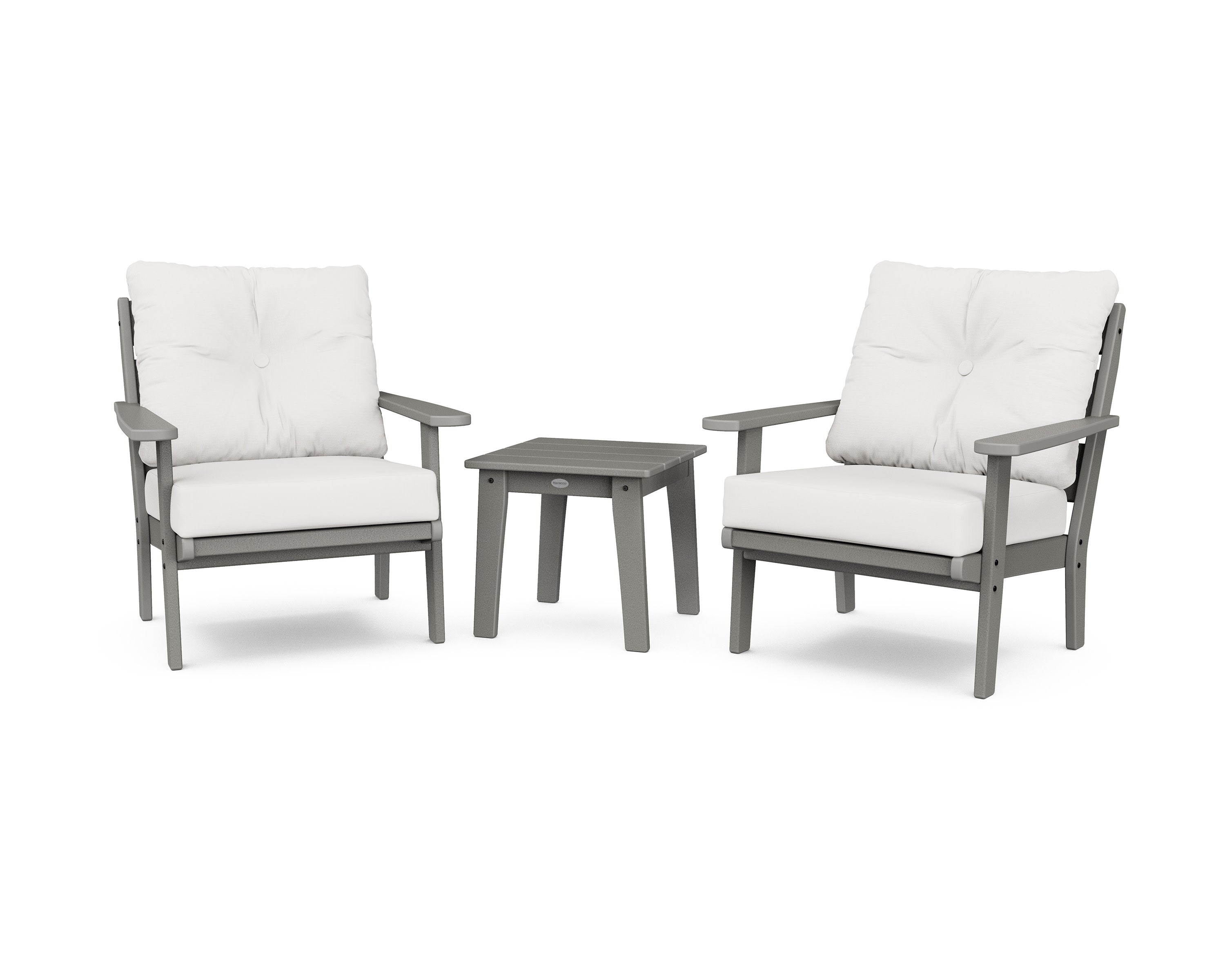 Lakeside 3-Piece Deep Seating Chair Set in Slate Grey / Natural Linen
