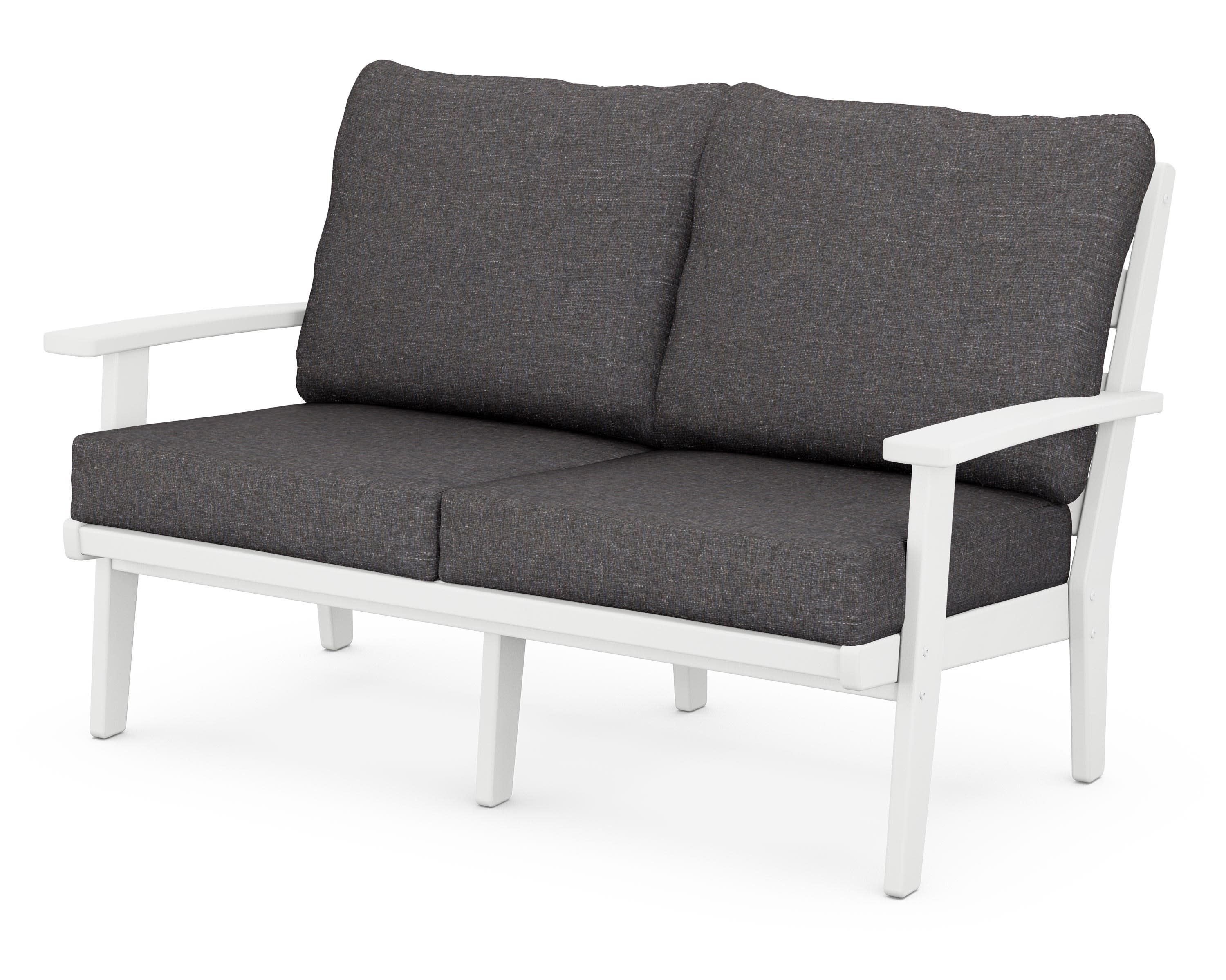 Grant Park Deep Seating Loveseat in White / Ash Charcoal